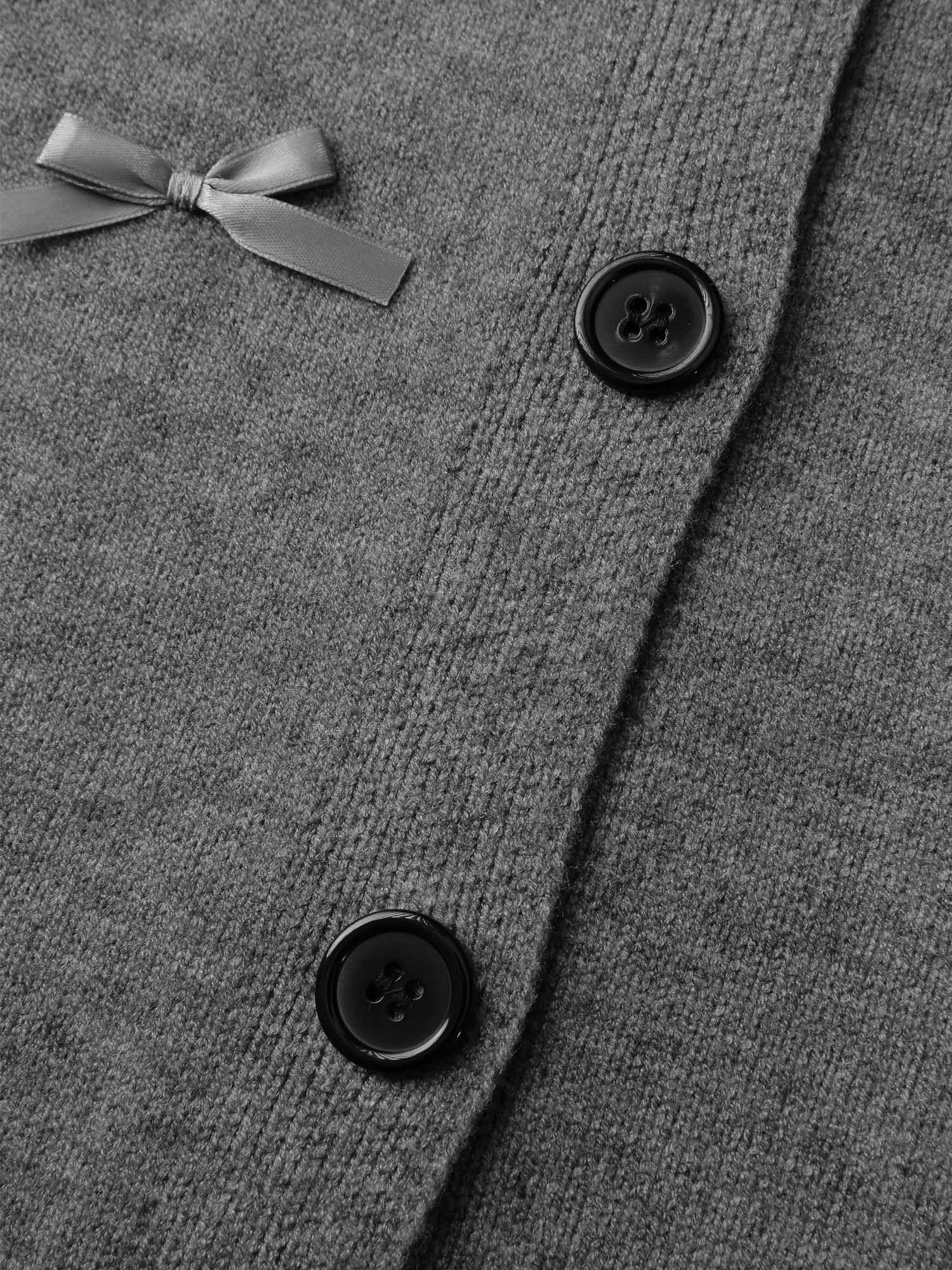 3D Bowknot Round Neck Knit Cardigan - Image 6