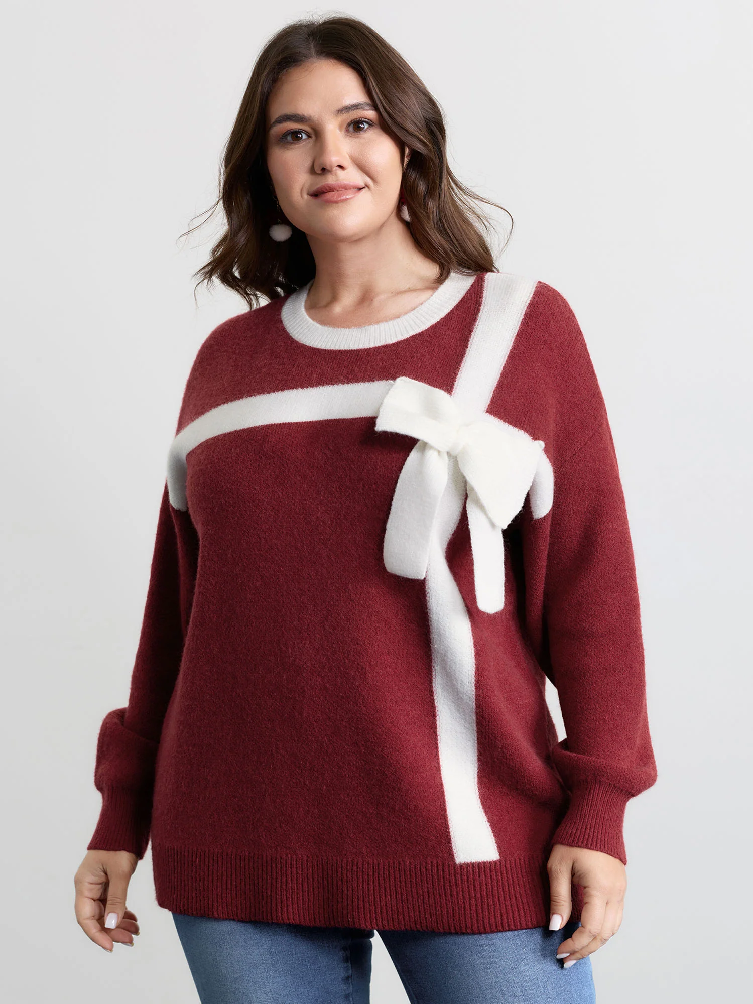 3D Bowtie Color Contrast Pullover - Image 2