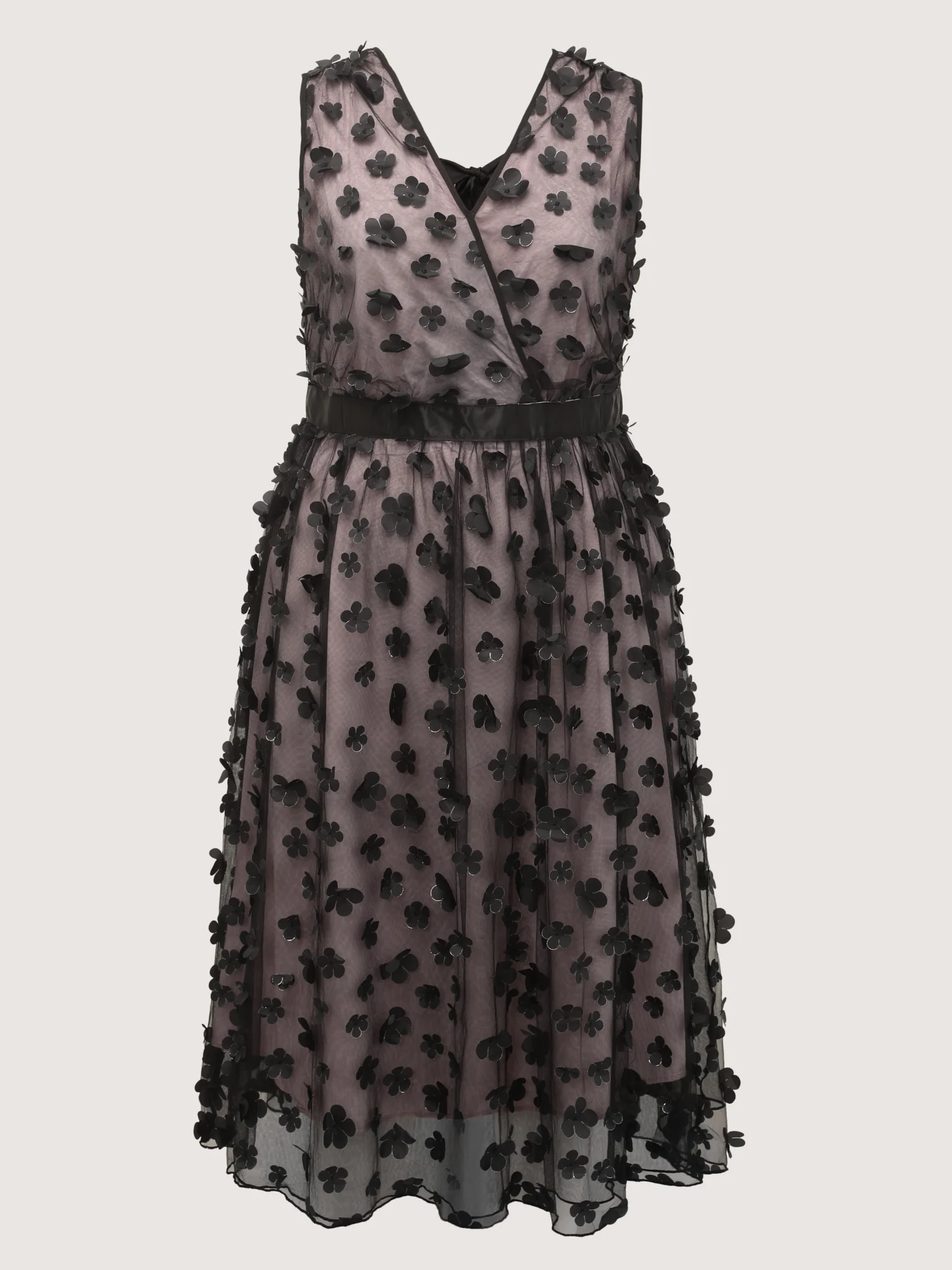 3D Floral Back-Tie Sheer Midi Dress - Image 8