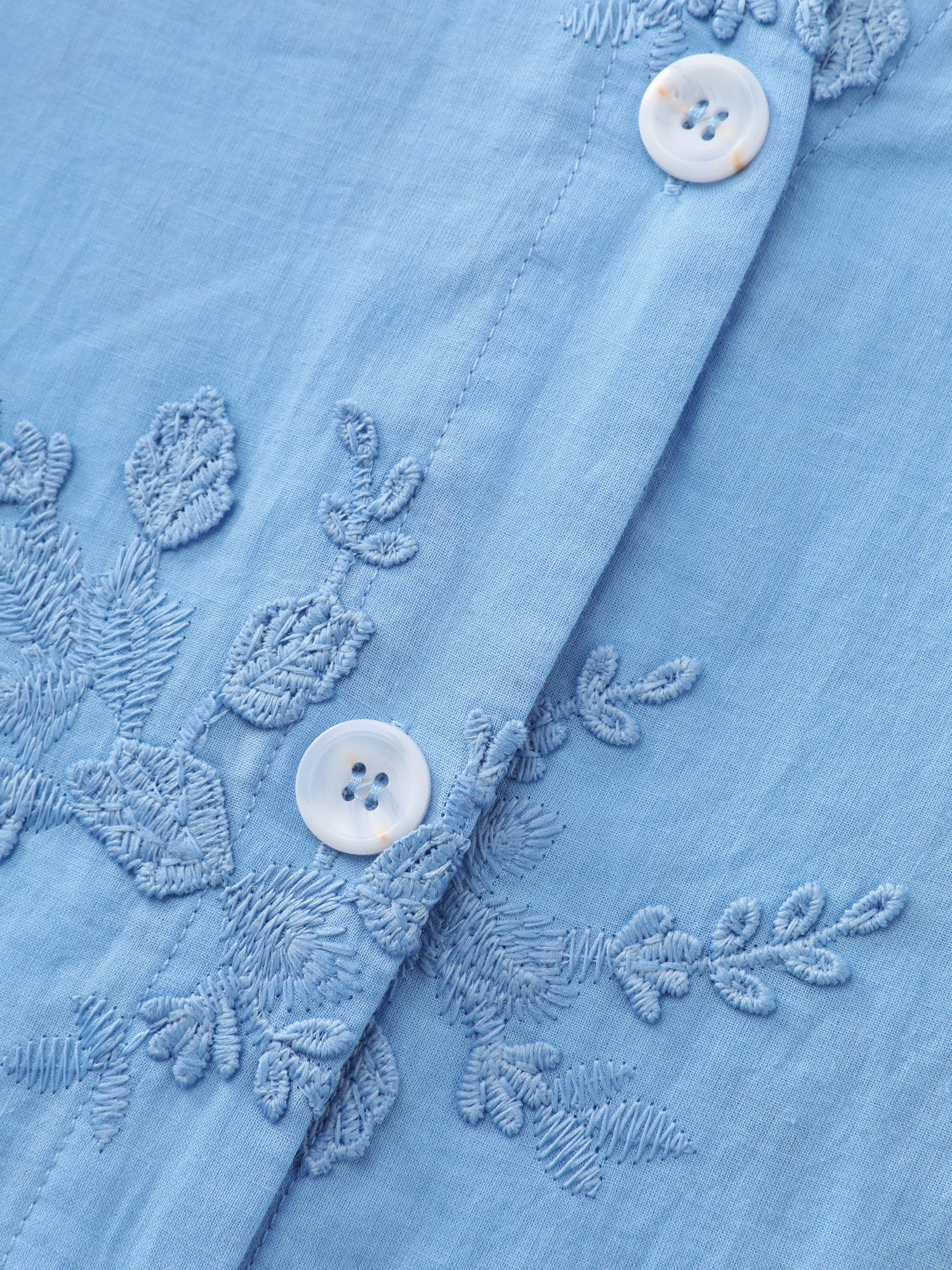 Cotton 3D Floral Embroidered Button-Down Knit Top - Image 5