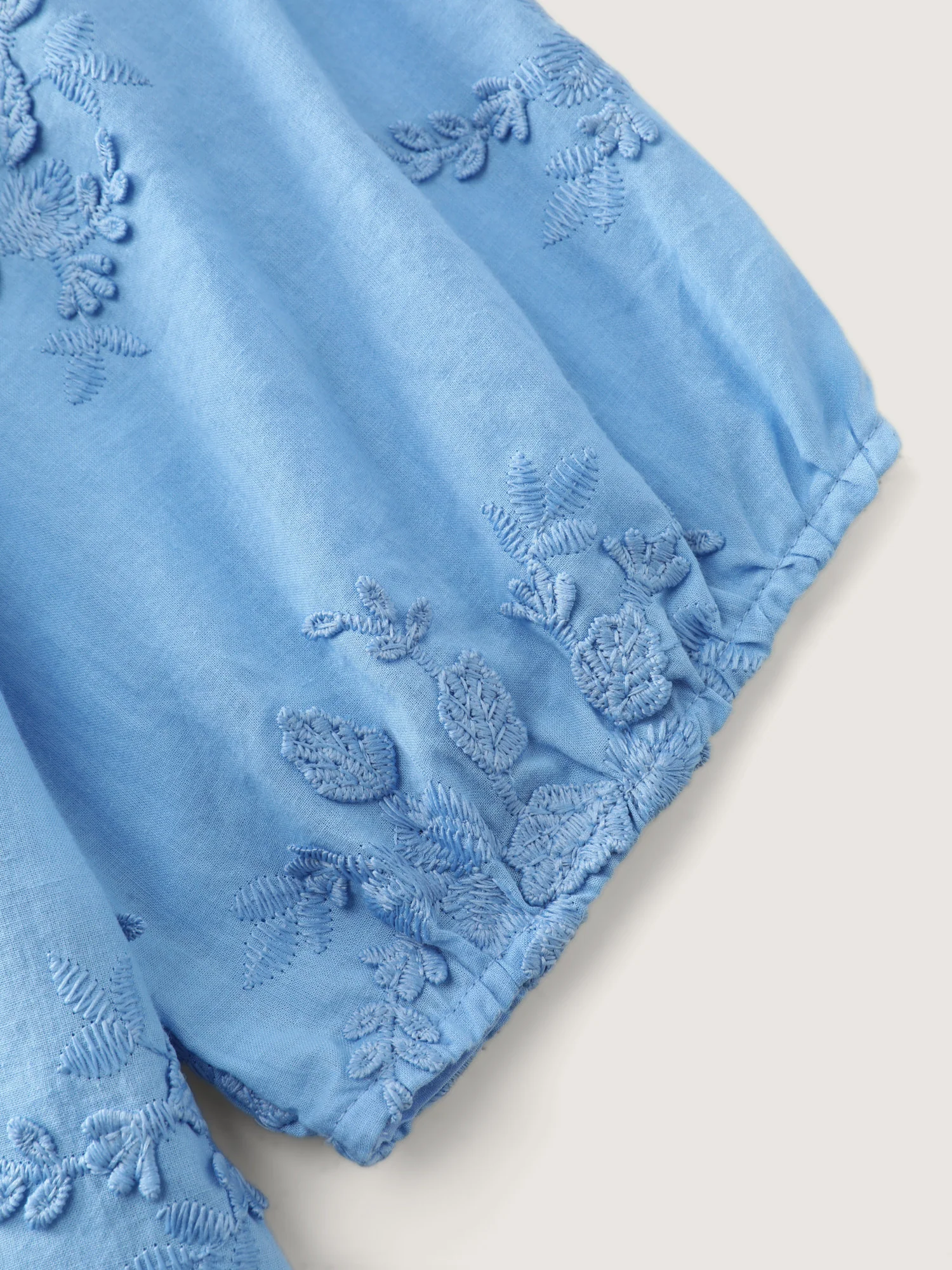 Cotton 3D Floral Embroidered Button-Down Knit Top - Image 6
