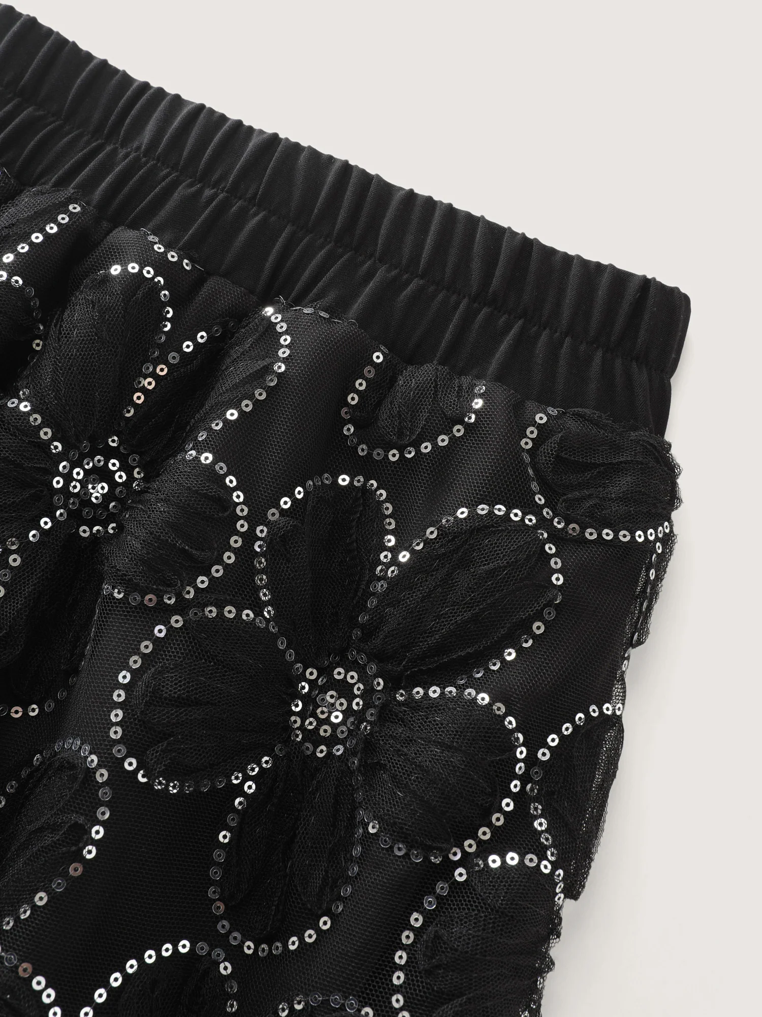 3D Floral Mesh Stretchy Waist Maxi Skirt - Image 6