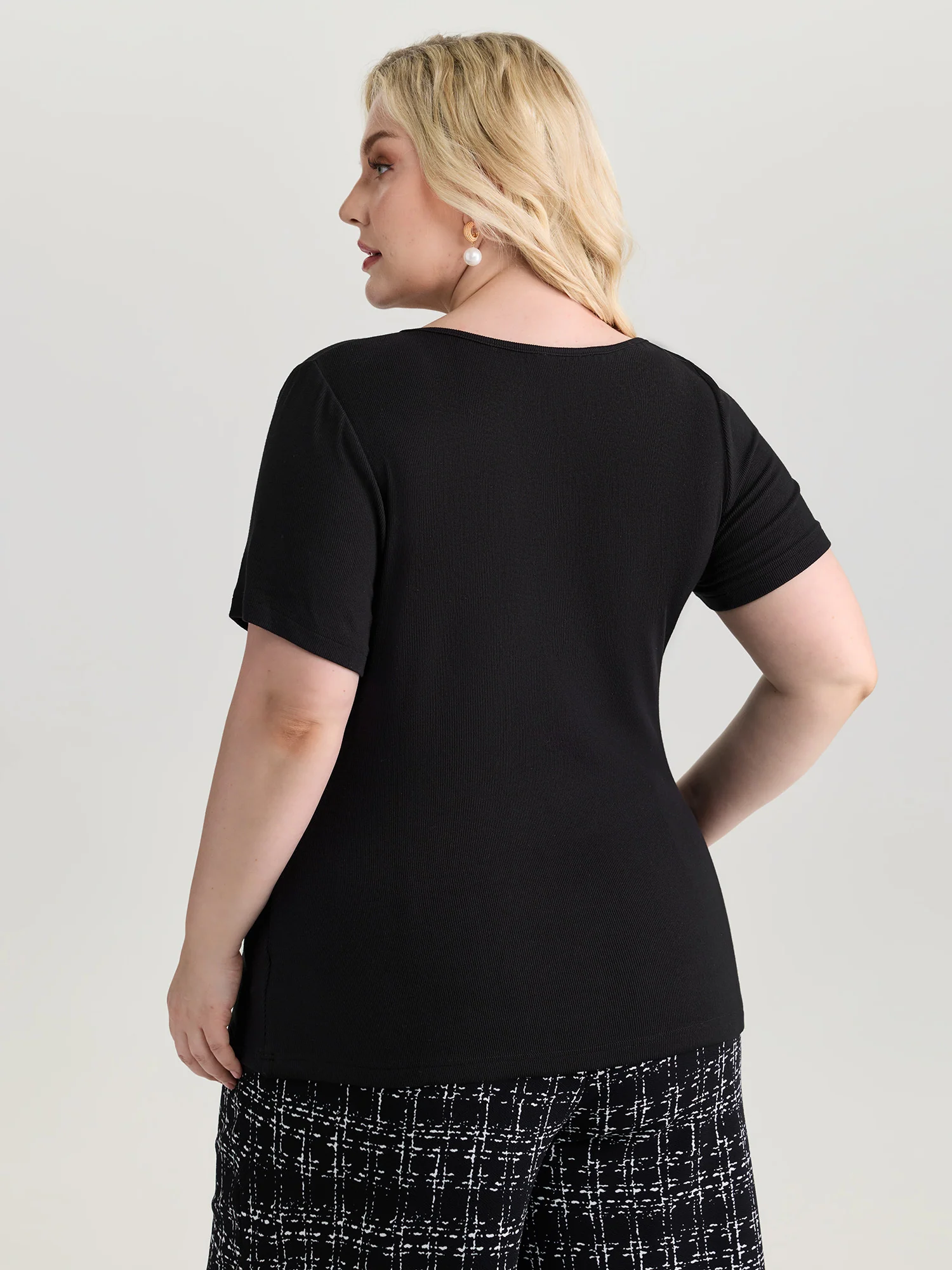 3D Flower Detail Asymmetrical Neckline Top - Image 4