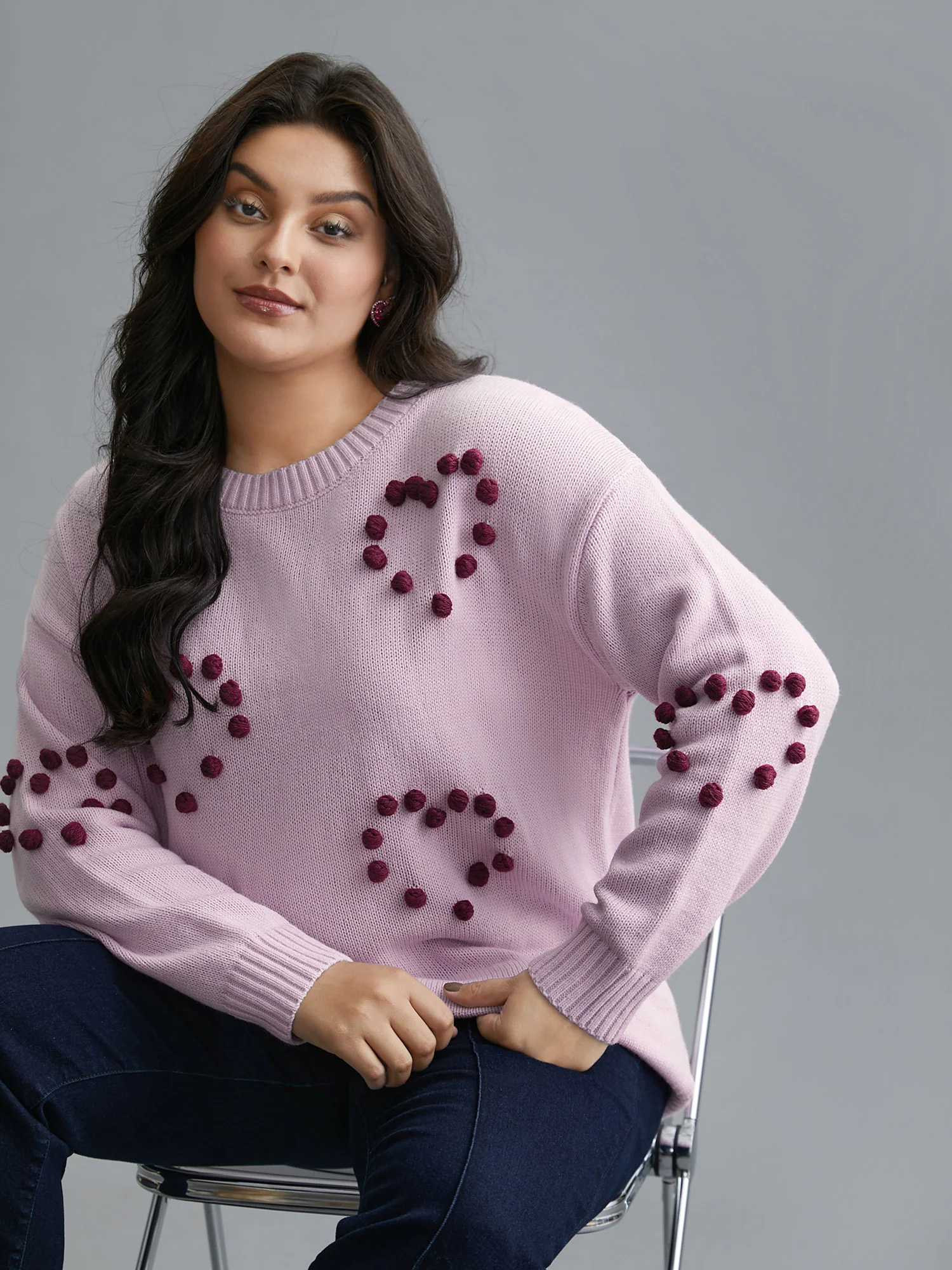 3D Hearts Drop Shoulder Sleeve Pullover - Image 4