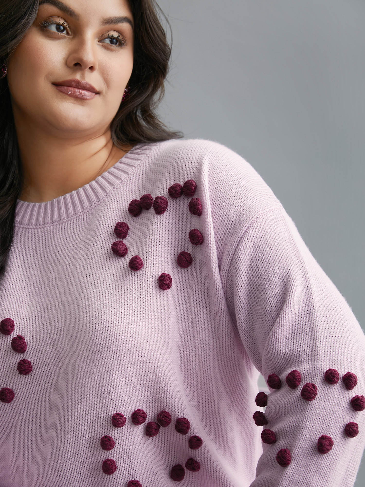 3D Hearts Drop Shoulder Sleeve Pullover - Image 5