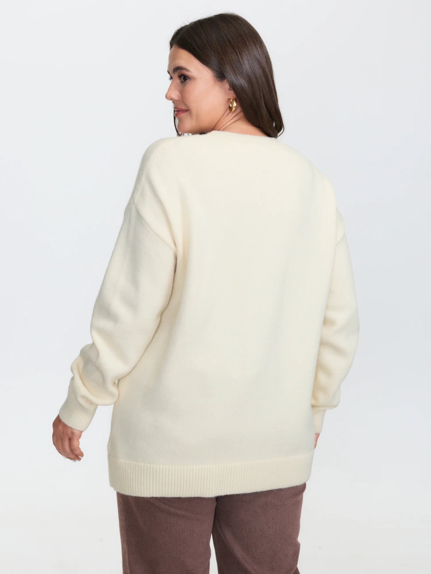 3D Puppy Embroidered Stretchy Drop Shoulder Pullover - Image 4