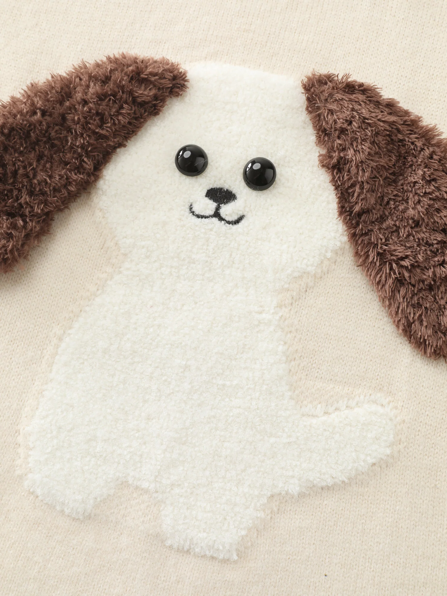 3D Puppy Embroidered Stretchy Drop Shoulder Pullover - Image 6