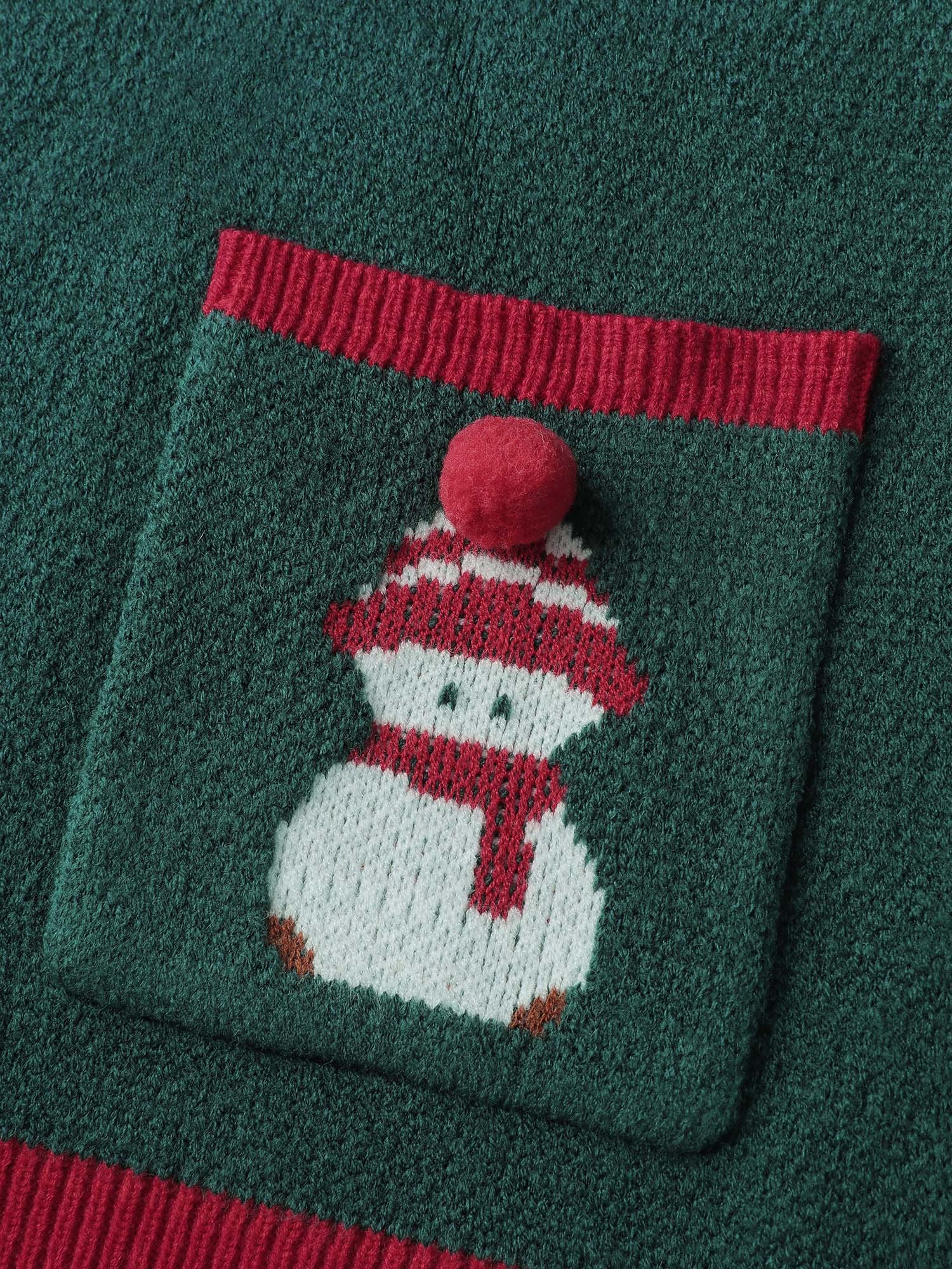 3D Snowman Jacquard Placket Knit Cardigan - Image 6