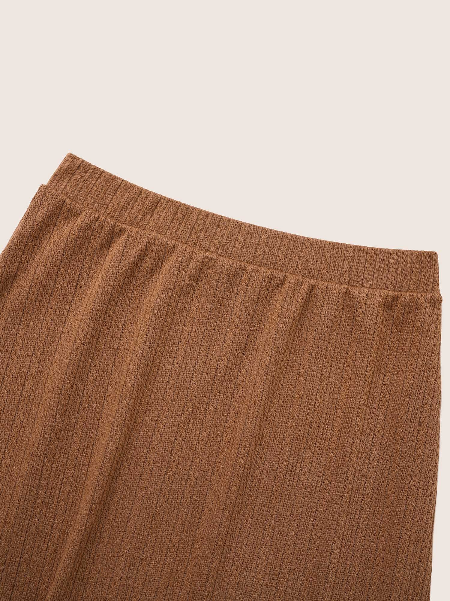 A Line Elastic Waist Knit Jacquard Skirt - Image 5