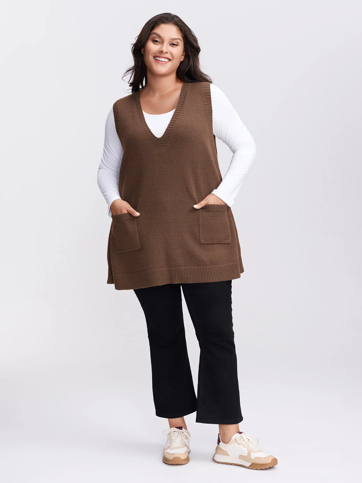 A-Line Pockets V-Neck Pullover - Image 13