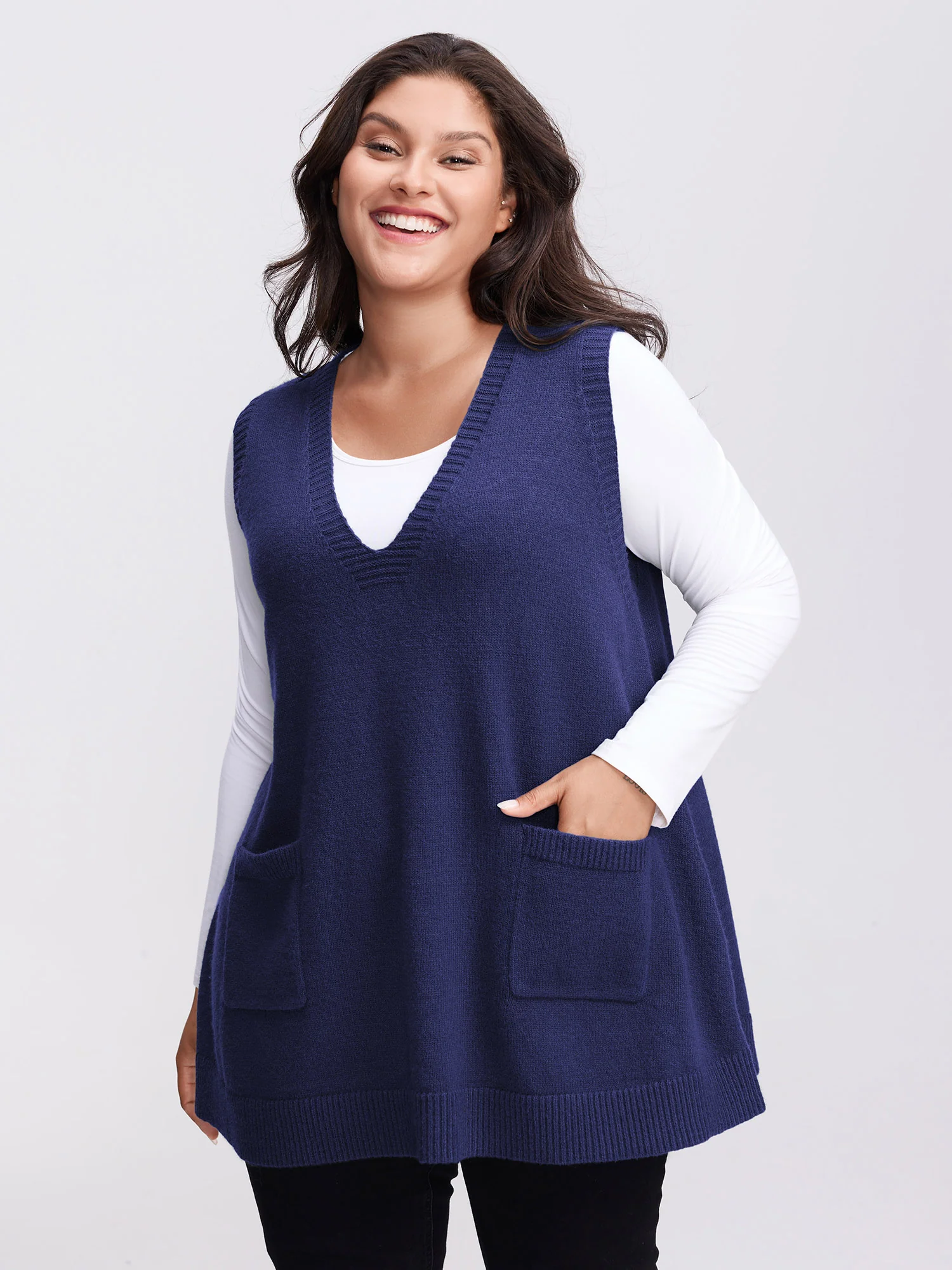 A-Line Pockets V-Neck Pullover - Image 21