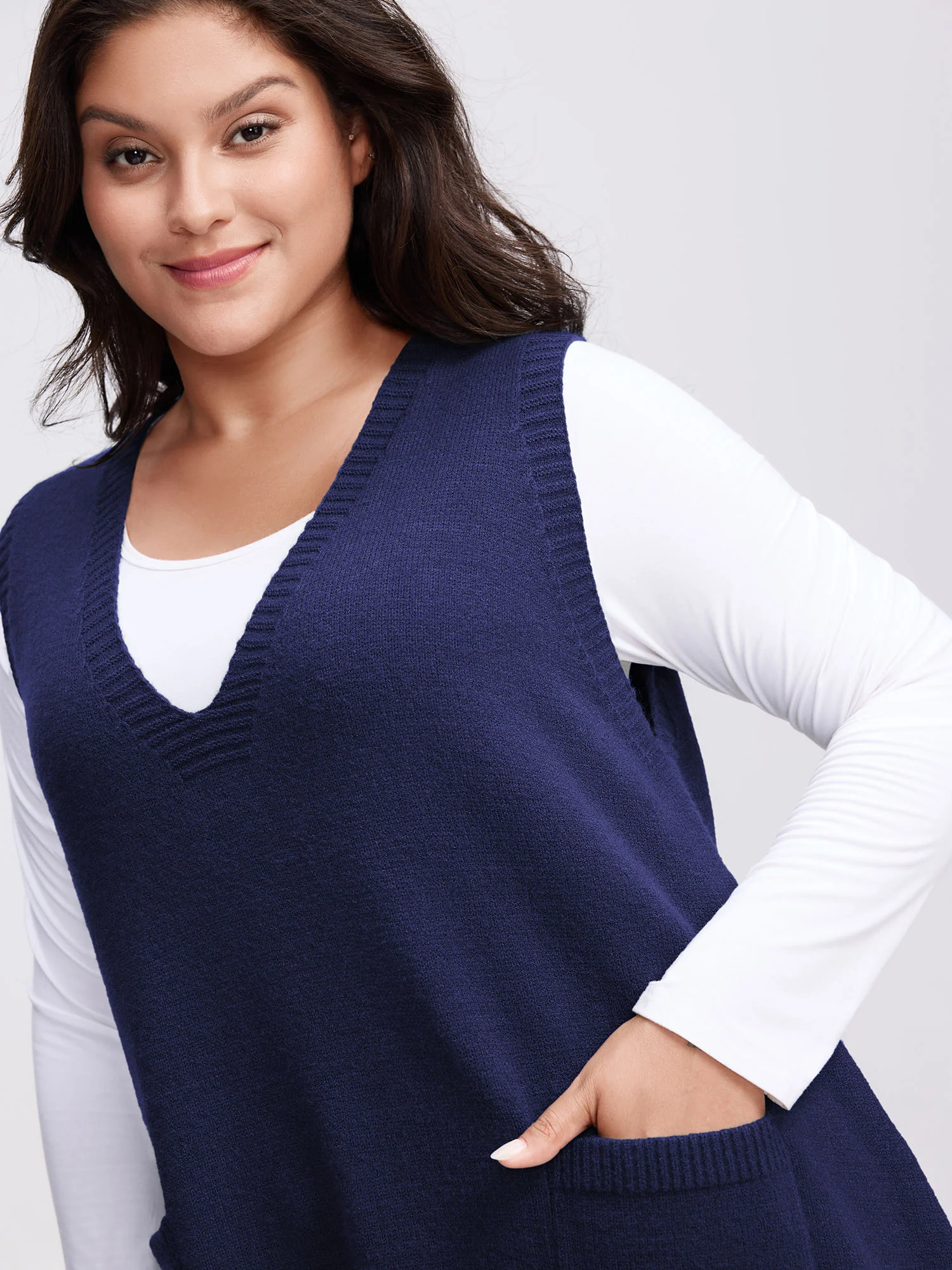 A-Line Pockets V-Neck Pullover - Image 22