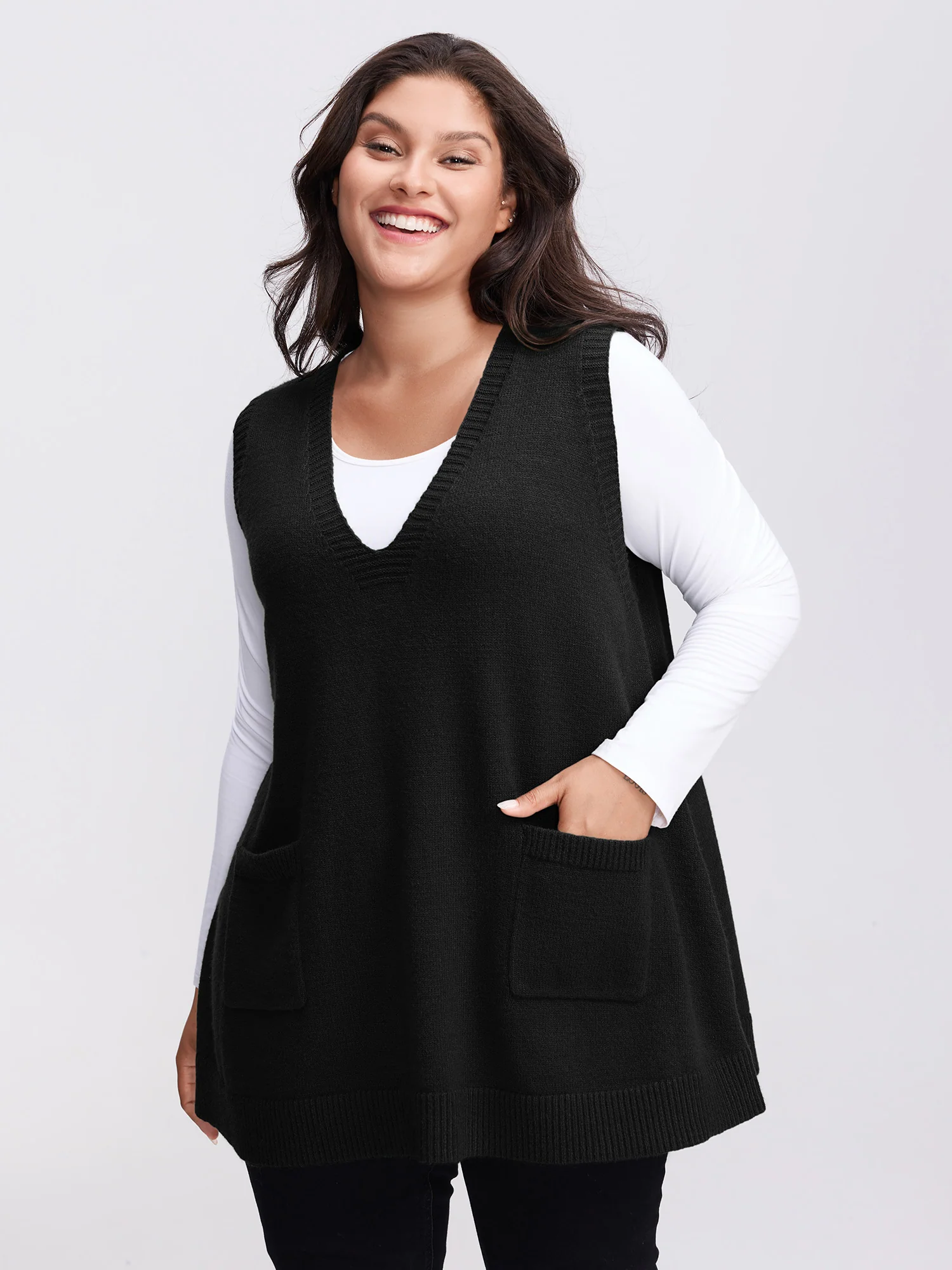 A-Line Pockets V-Neck Pullover - Image 7