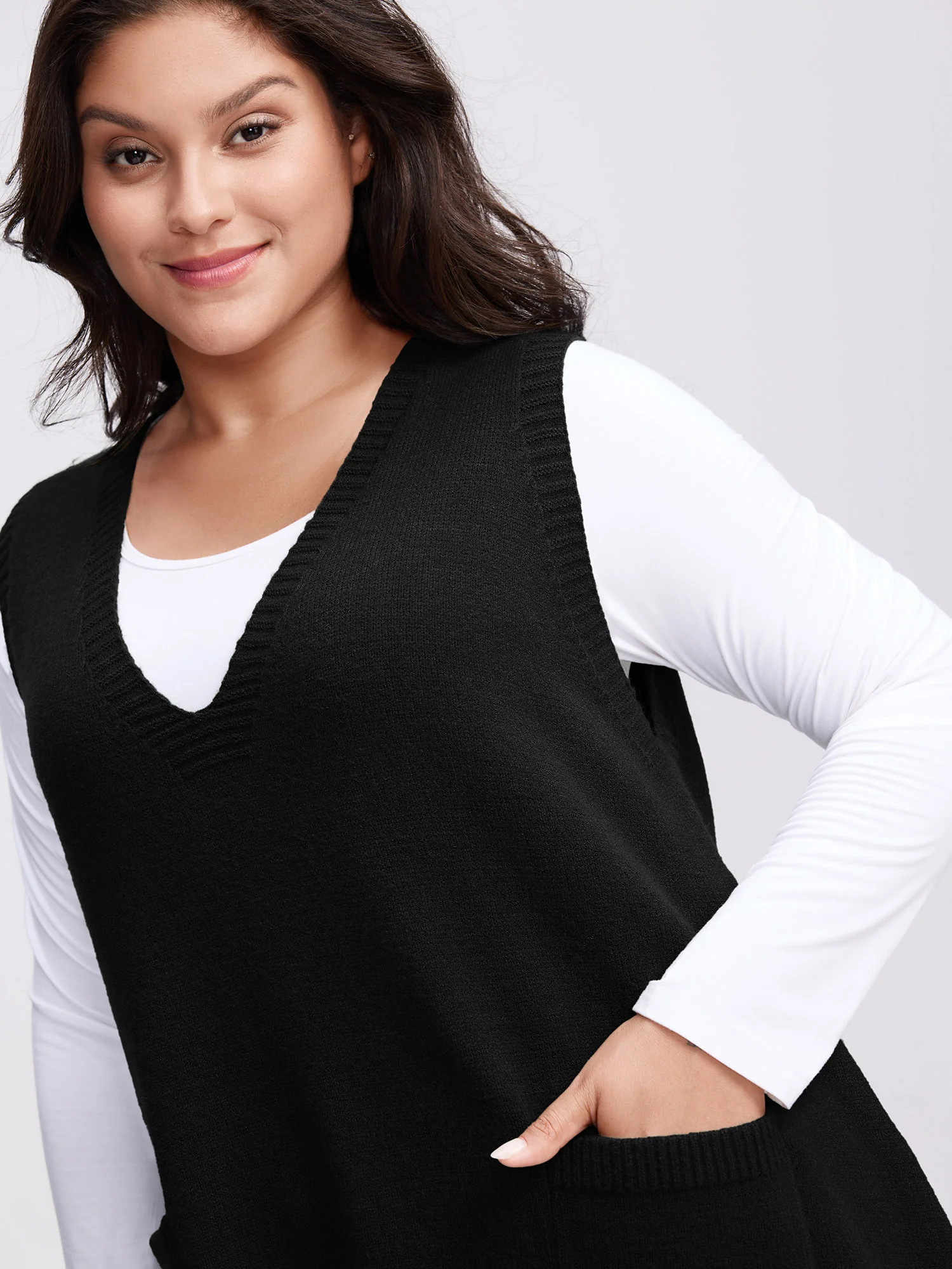 A-Line Pockets V-Neck Pullover - Image 8