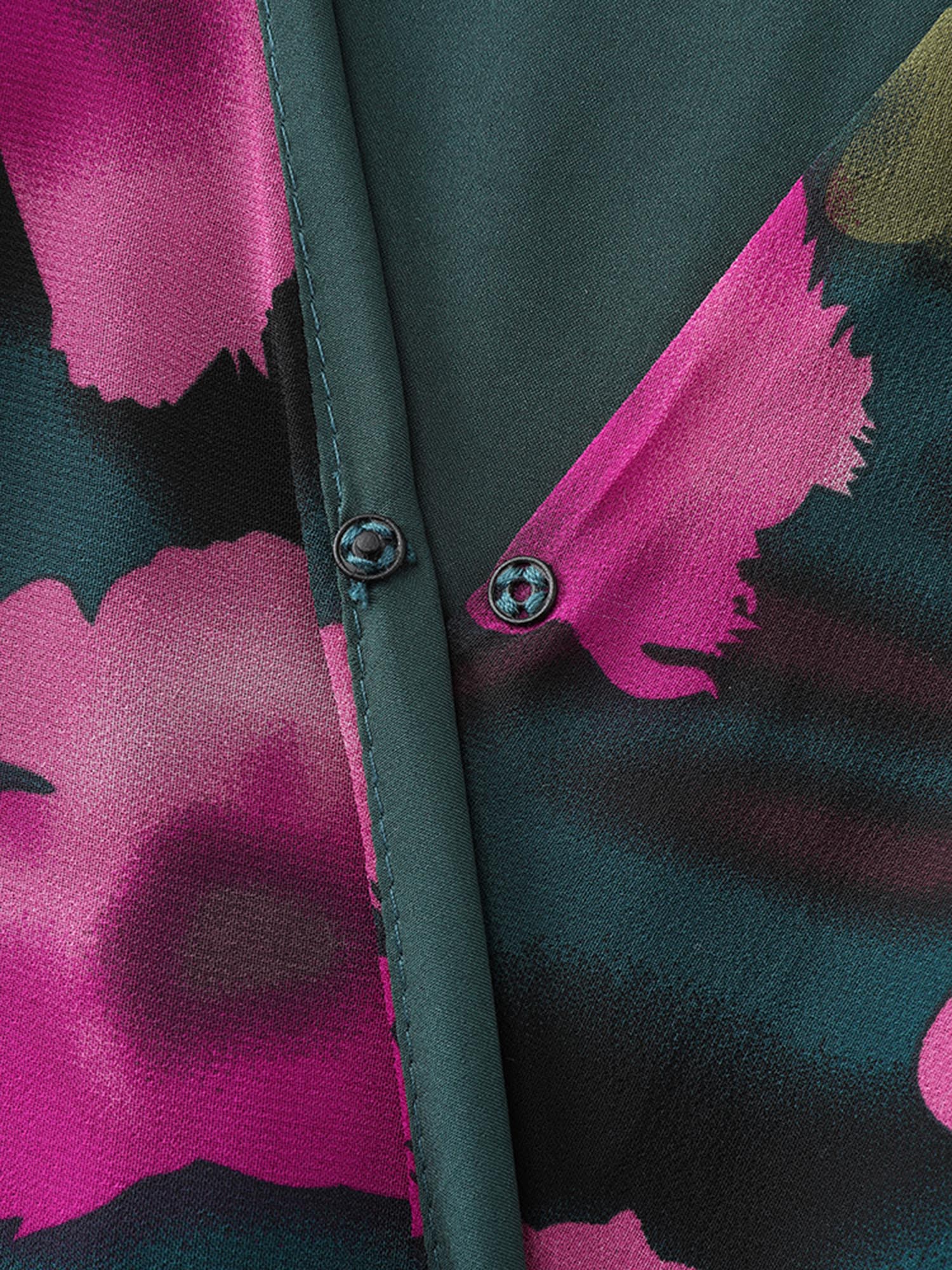Abstract Floral Print Layered Pockets Midi Dress - Image 5