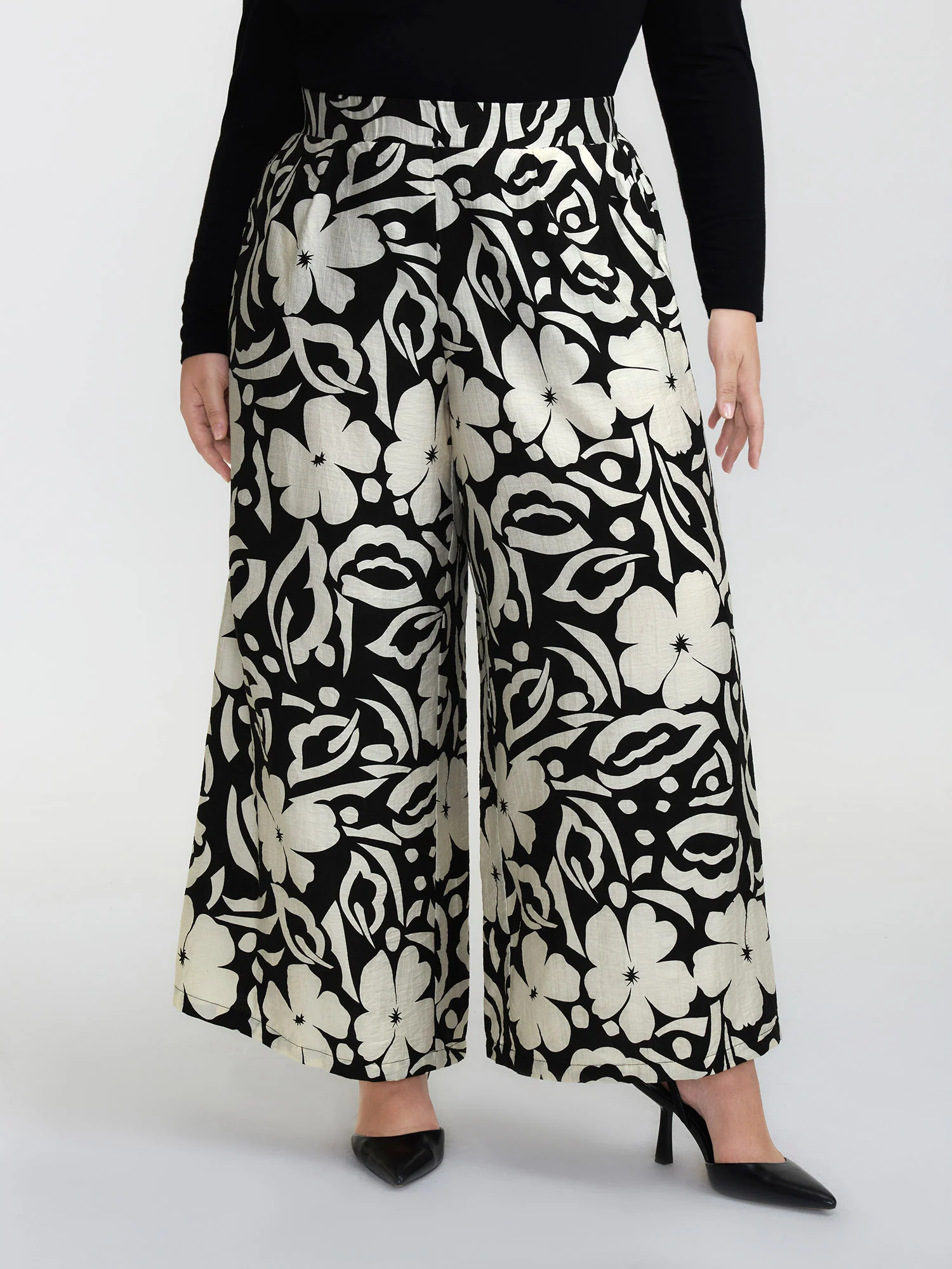 Abstract Floral Print Wide-Leg Pants - Image 2