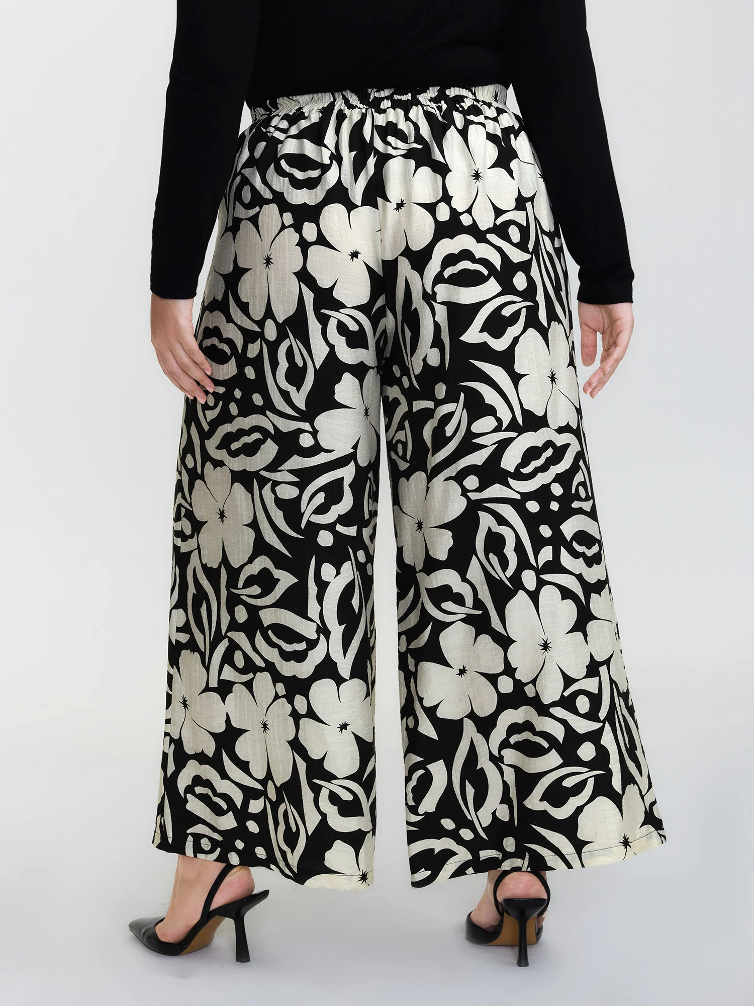 Abstract Floral Print Wide-Leg Pants - Image 4