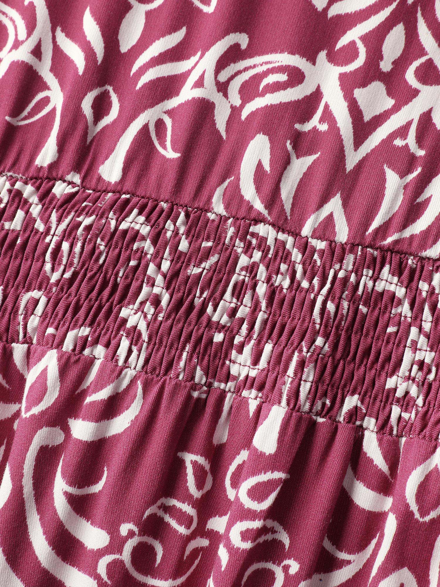 Abstract Pattern Shirred Waist Midi Dress - Image 5