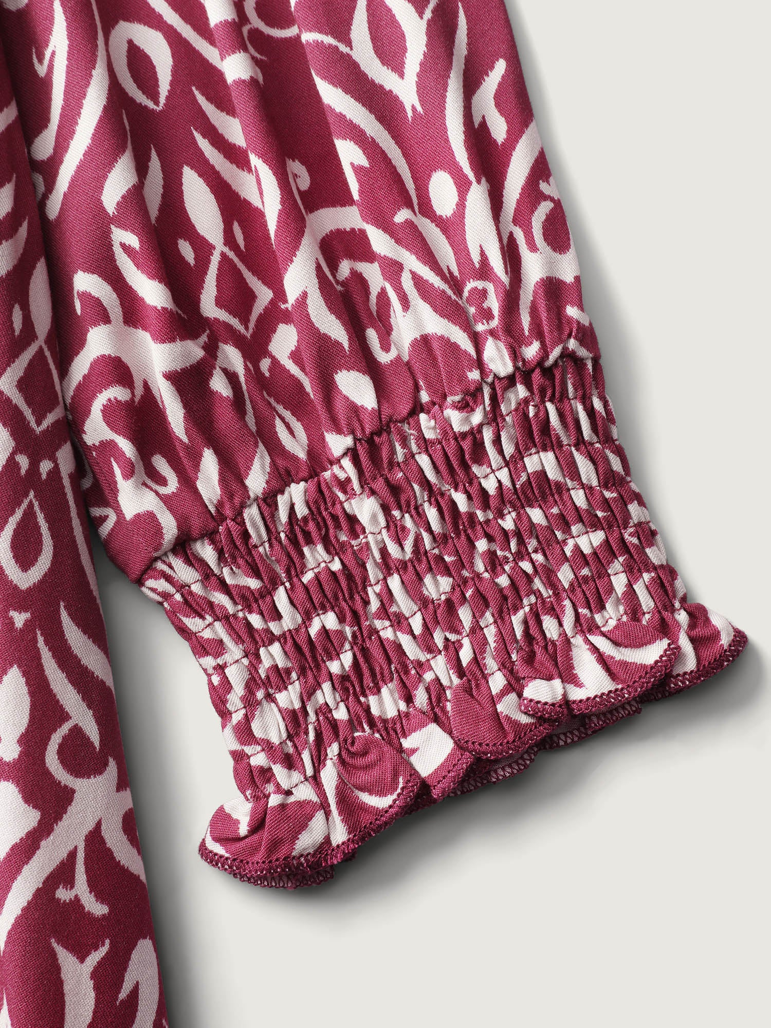 Abstract Pattern Shirred Waist Midi Dress - Image 6