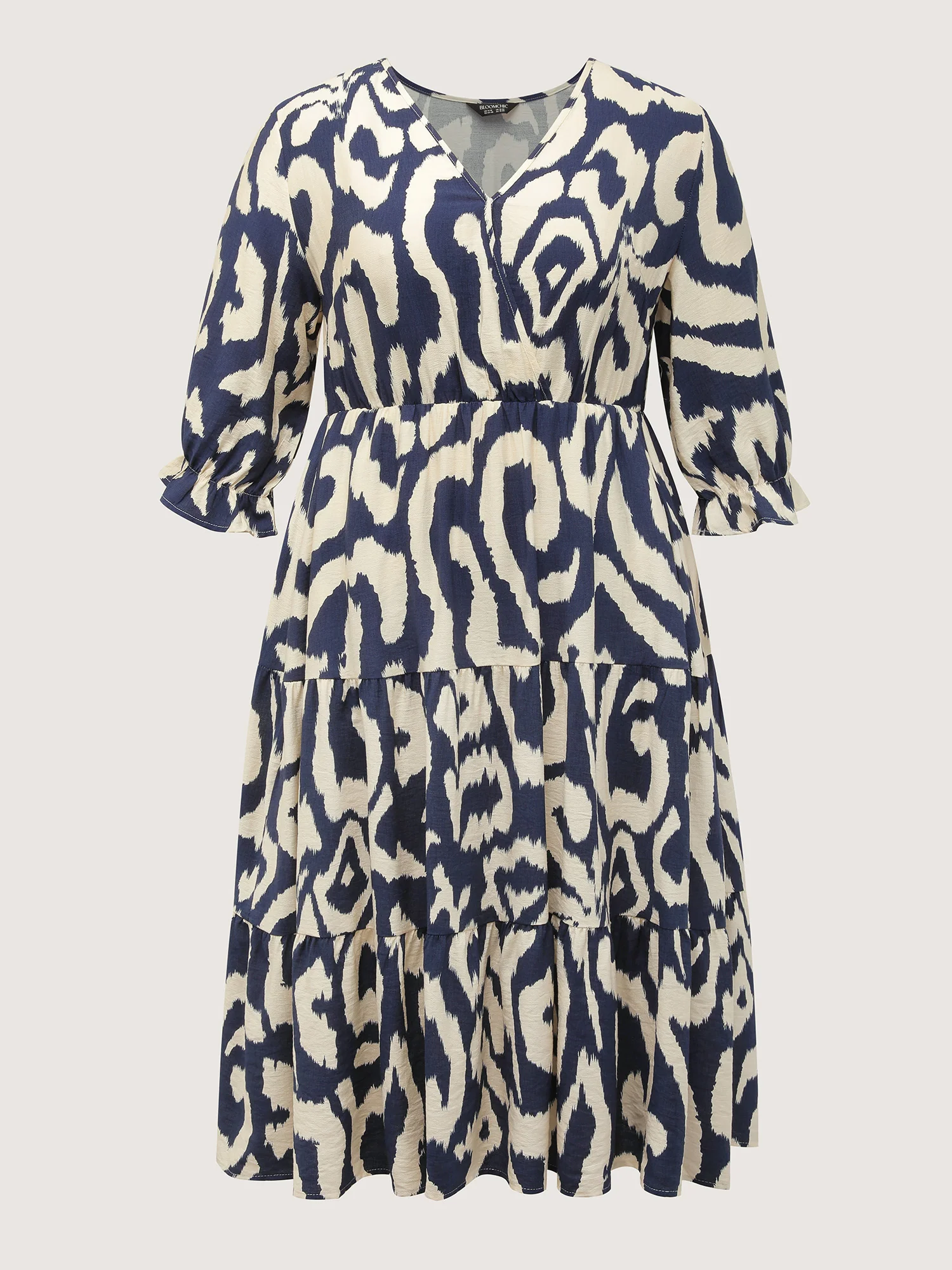 Abstract Print Cinched-Waist Midi Dress - Image 7