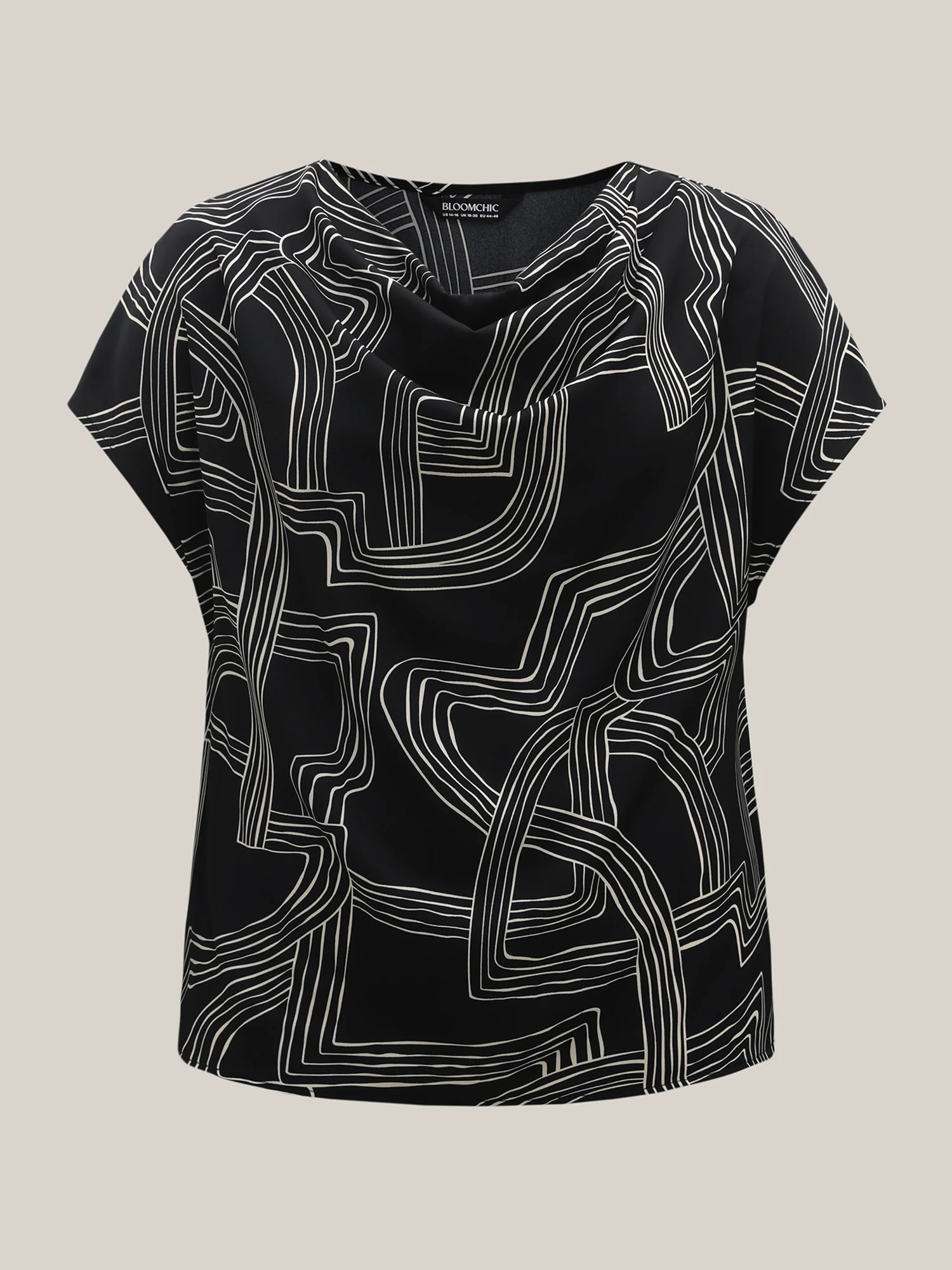 Abstract Print Cowl Neck Blouse - Image 6
