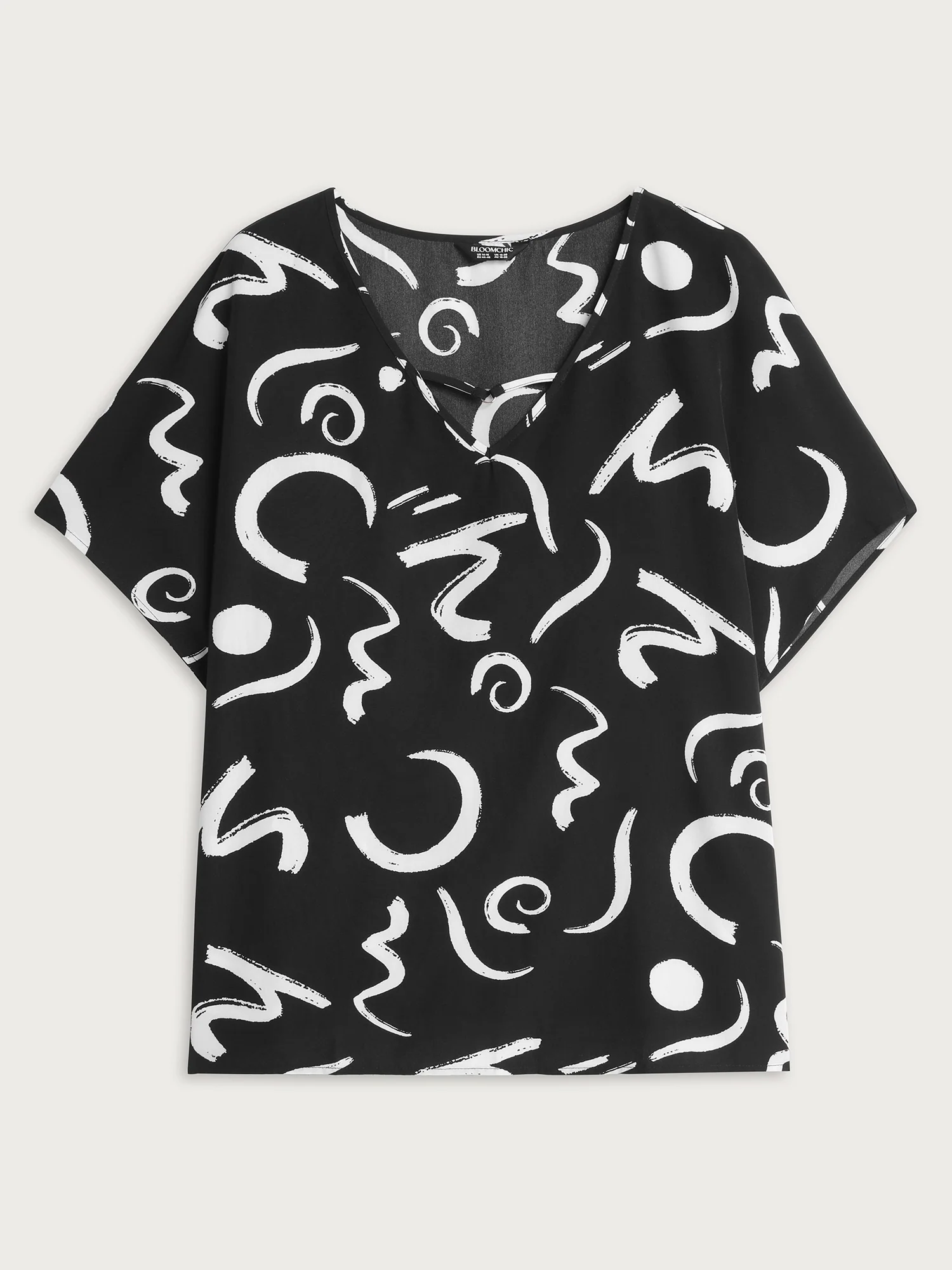 Abstract Print Cut-Out Neckline Blouse - Image 6