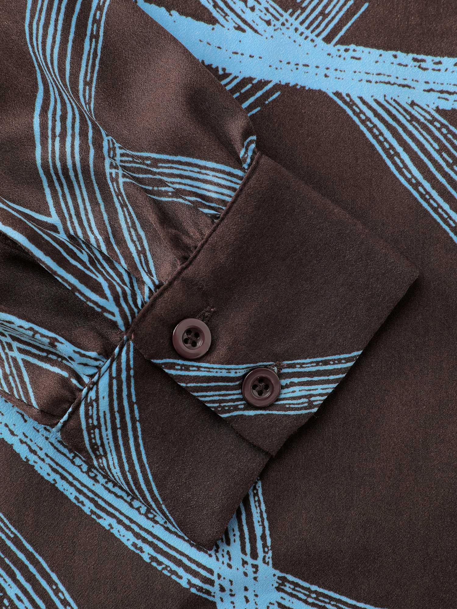 Abstract Print Drape Neckline Blouse - Image 5