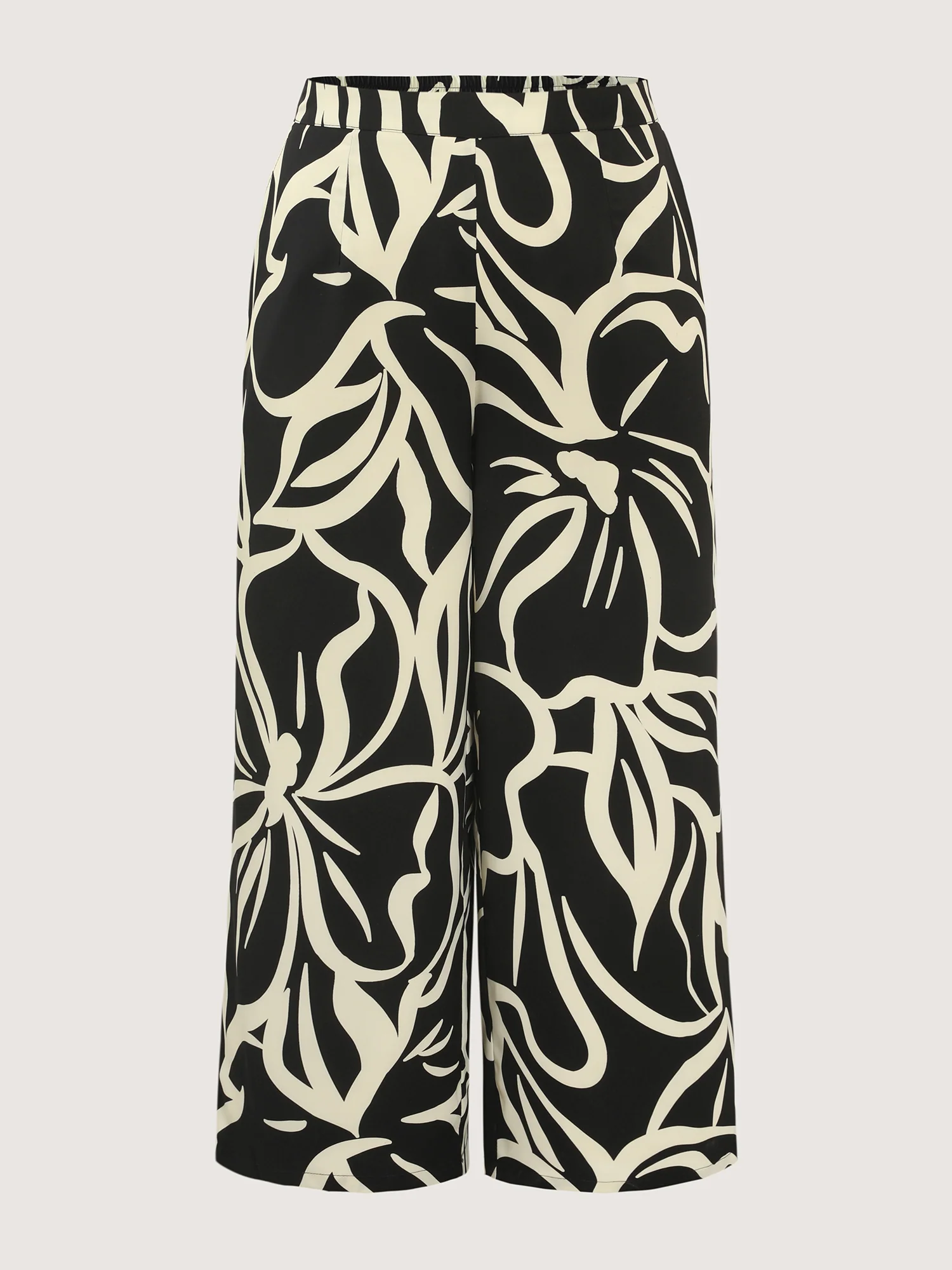 Abstract Print Elastic Waist Wide-Leg Pants - Image 8