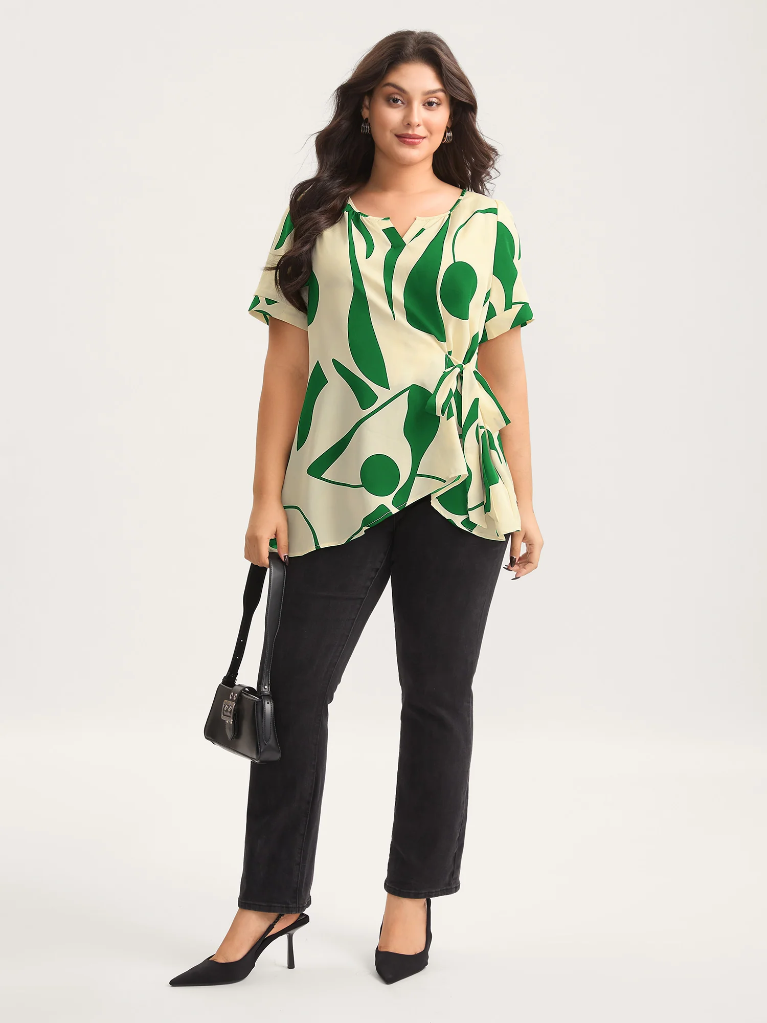Abstract Print Knotted Blouse - Image 14