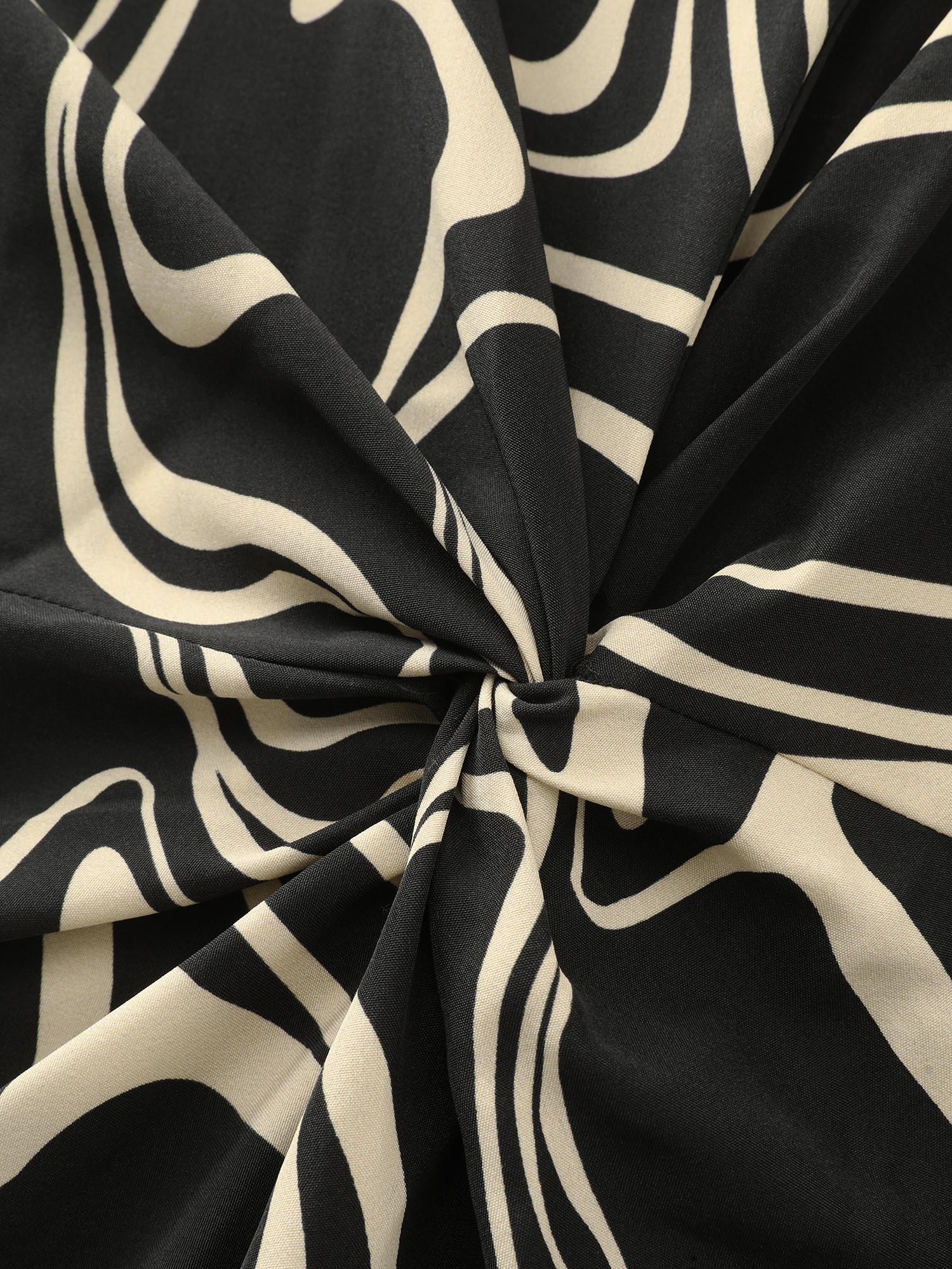 Abstract Print Knotted Side Midi Dress - Image 5
