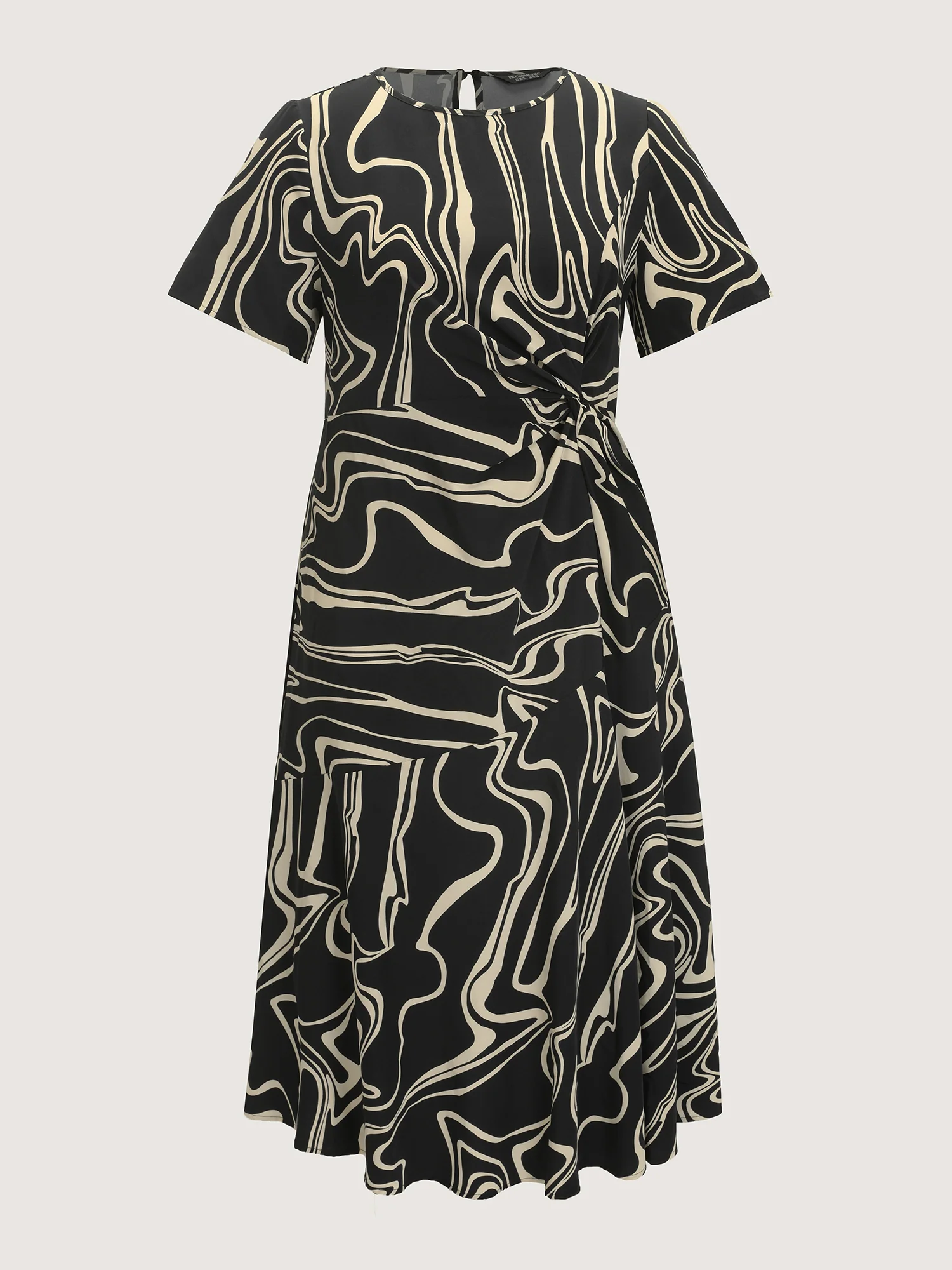 Abstract Print Knotted Side Midi Dress - Image 7
