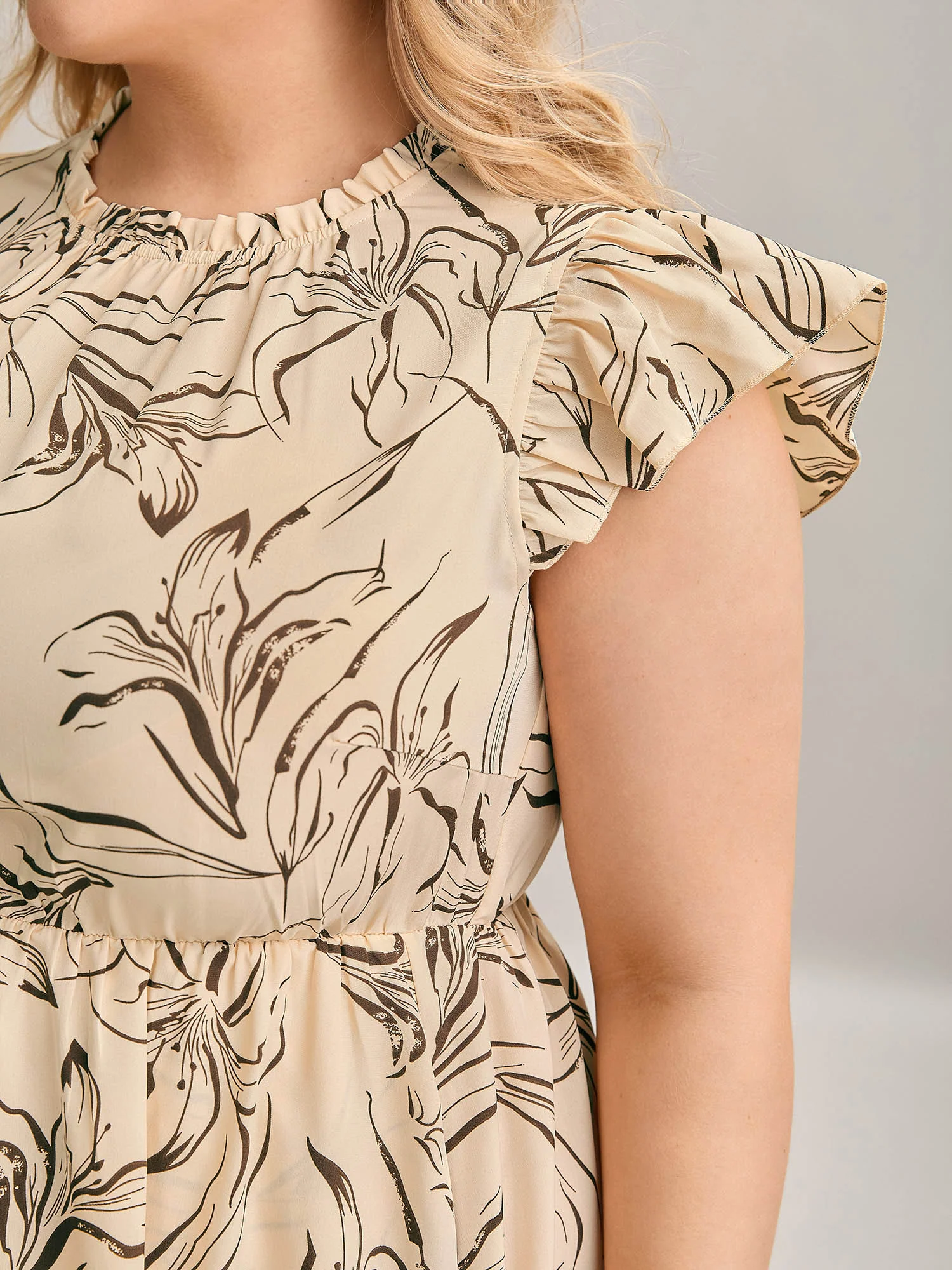 Abstract Print Mock Neck Midi Dress - Image 2