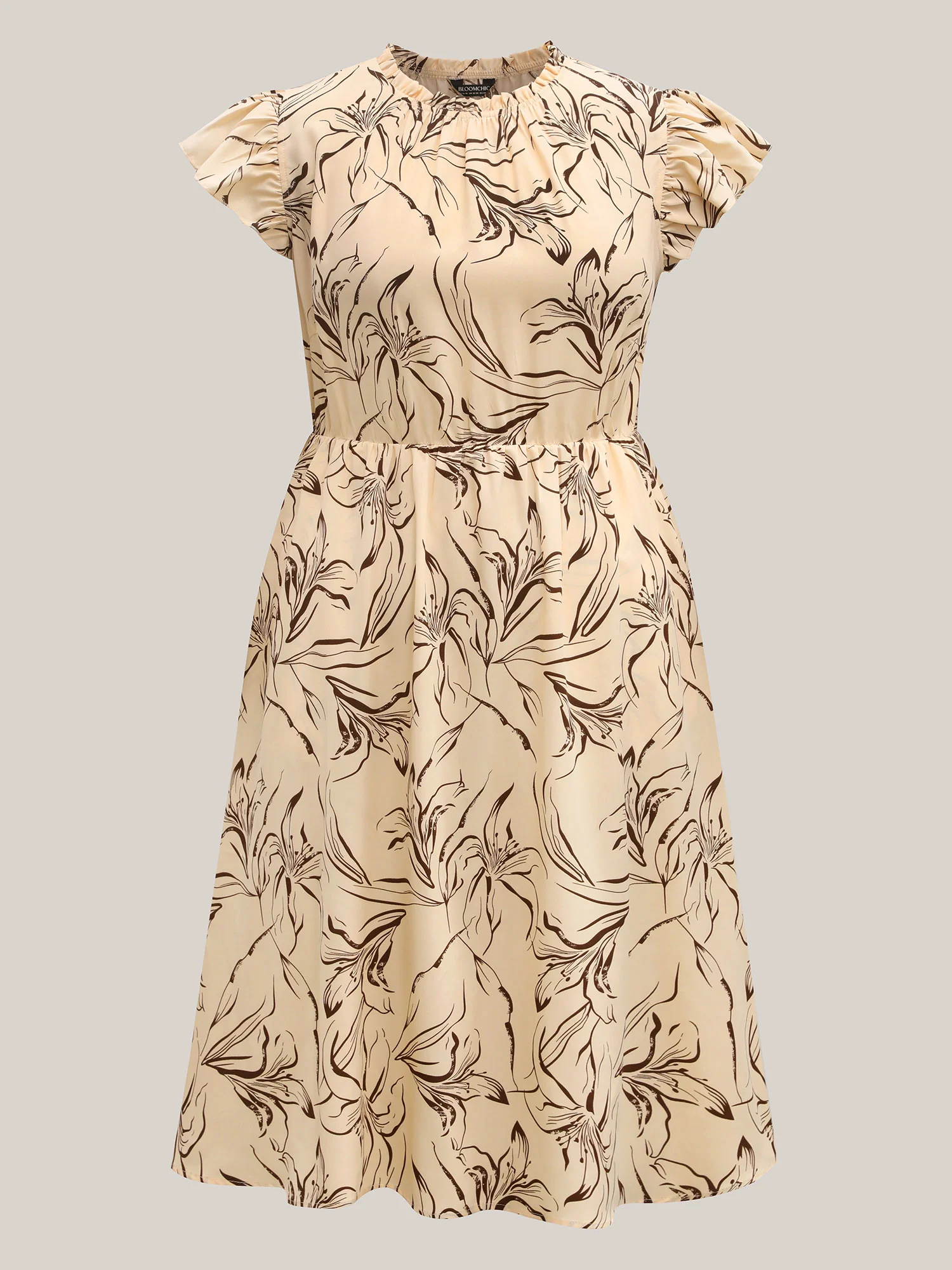 Abstract Print Mock Neck Midi Dress - Image 7