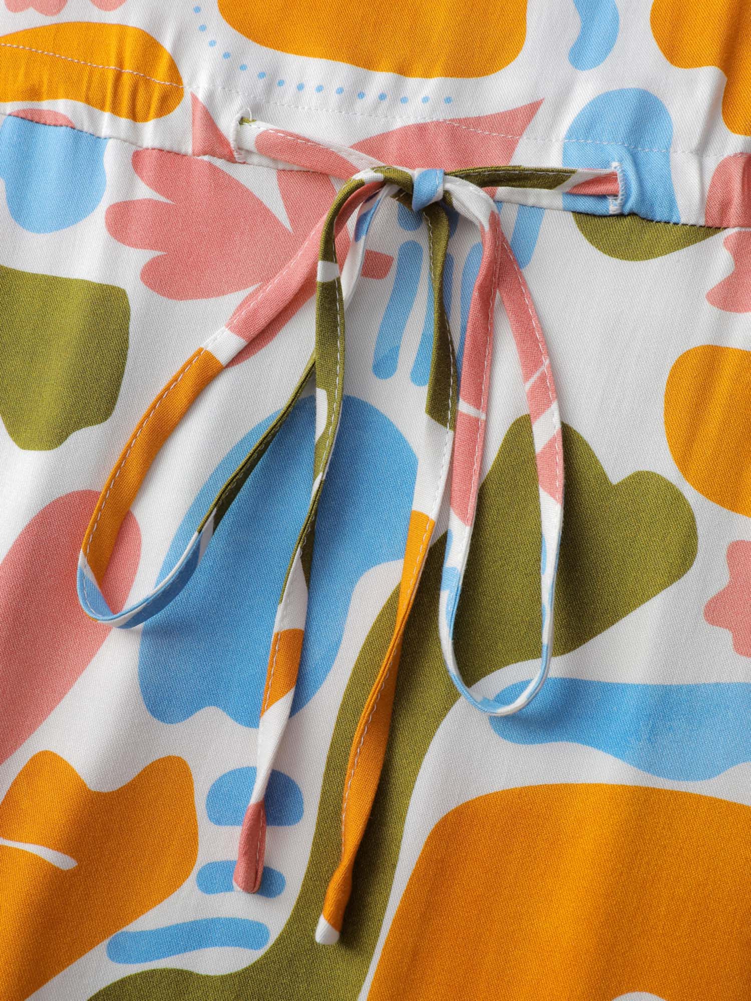 Abstract Print Neck-Tie Pockets Maxi Dress - Image 5