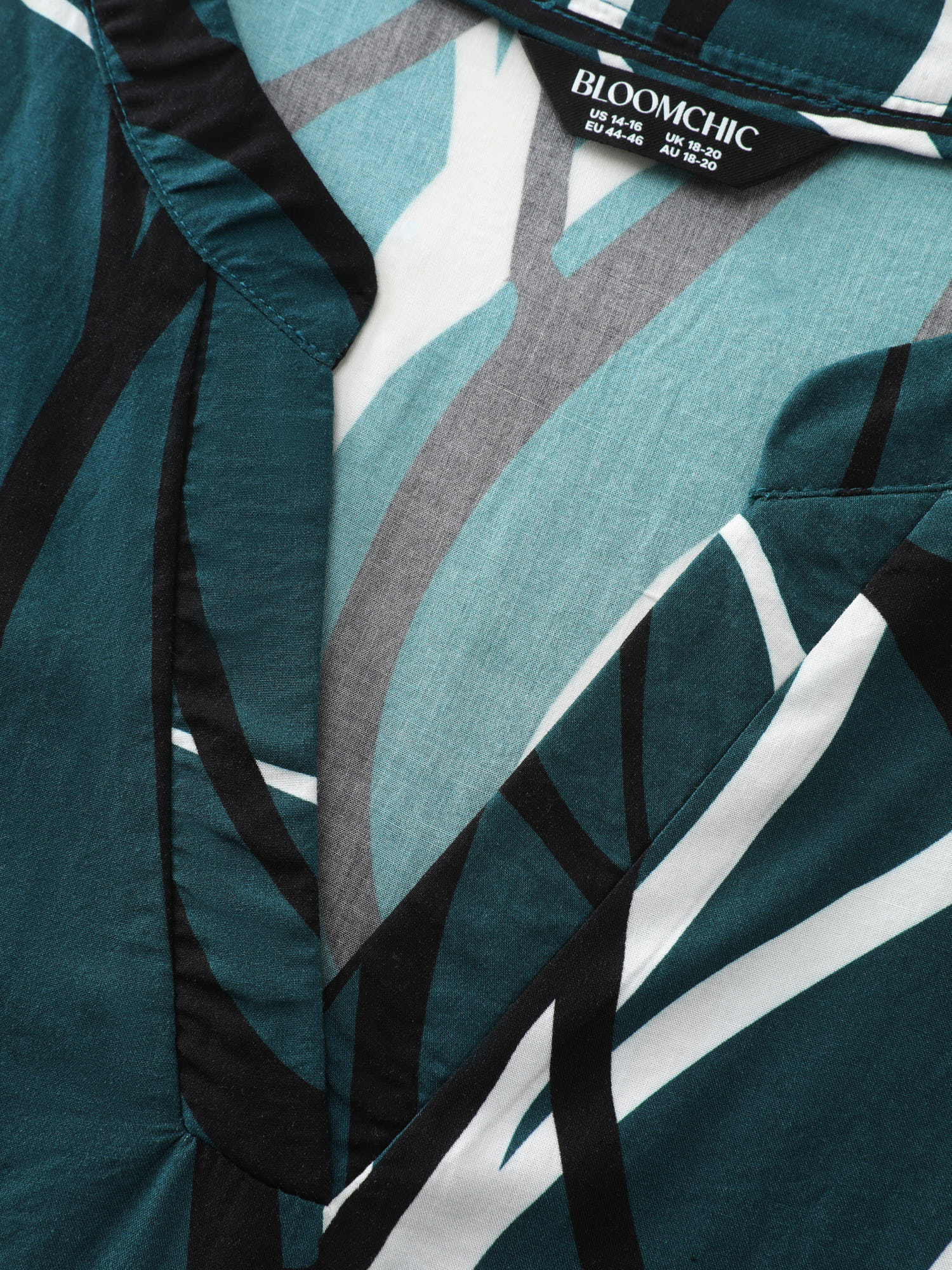 Abstract Print Notched Collar Blouse - Image 5