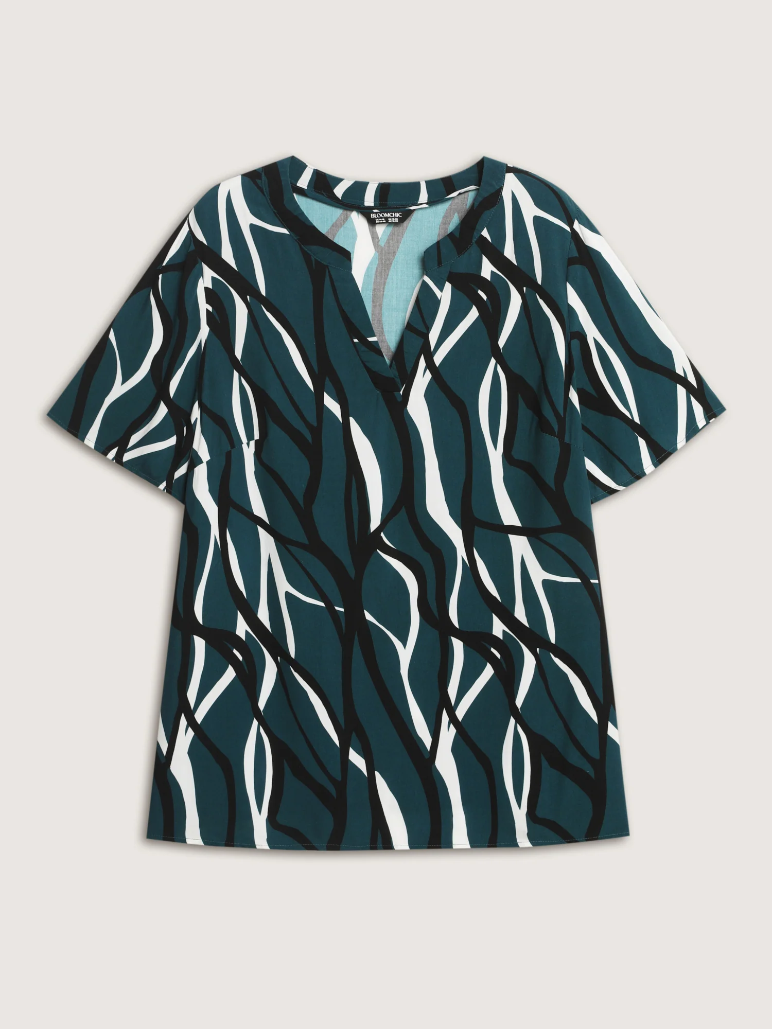 Abstract Print Notched Collar Blouse - Image 7
