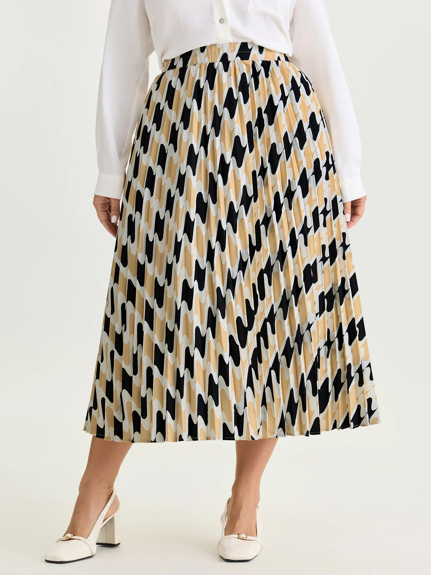 Abstract Print Pleated Maxi Dress - Image 2