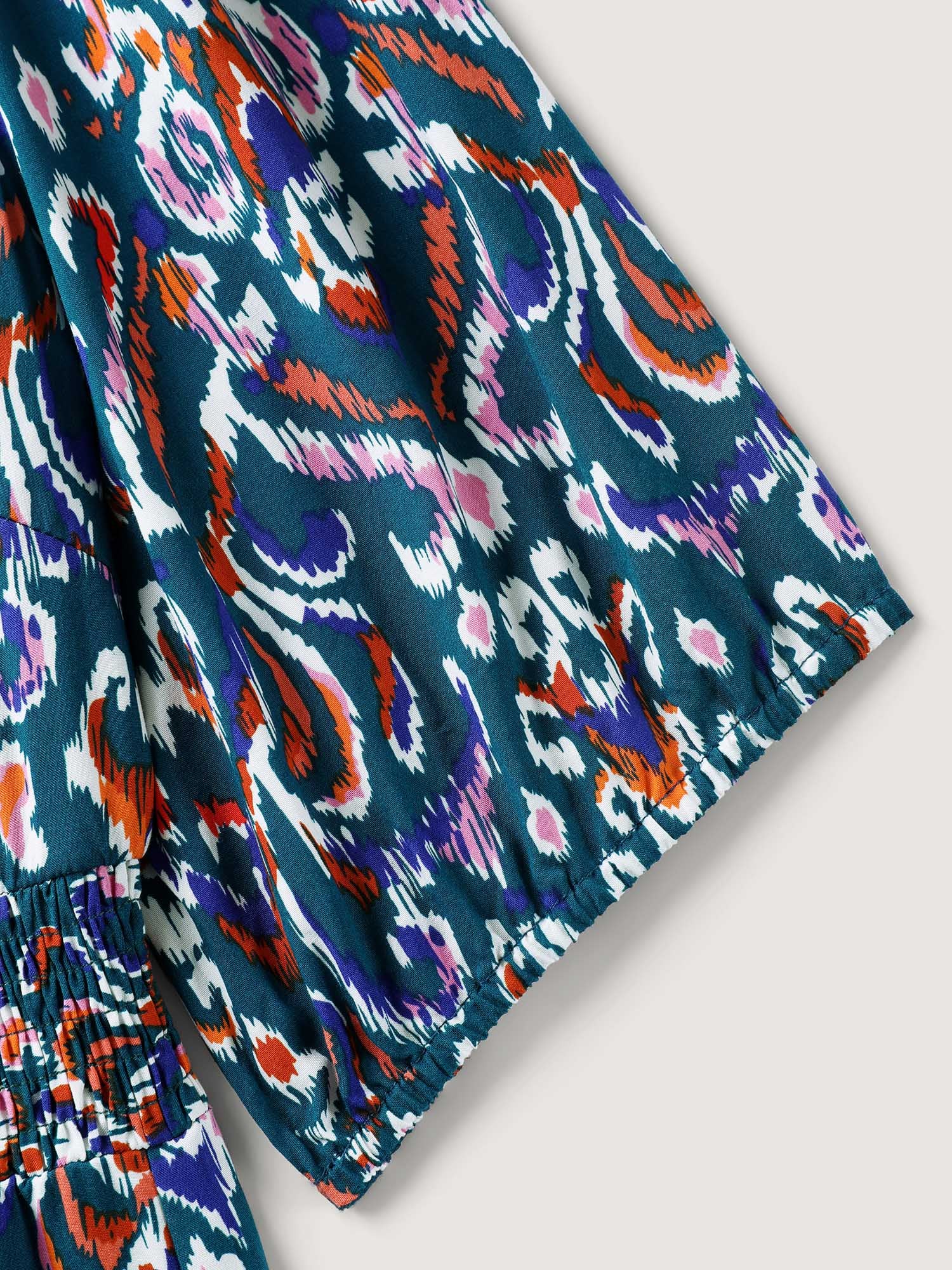 Abstract Print Shirred Waist Midi Dress - Image 7