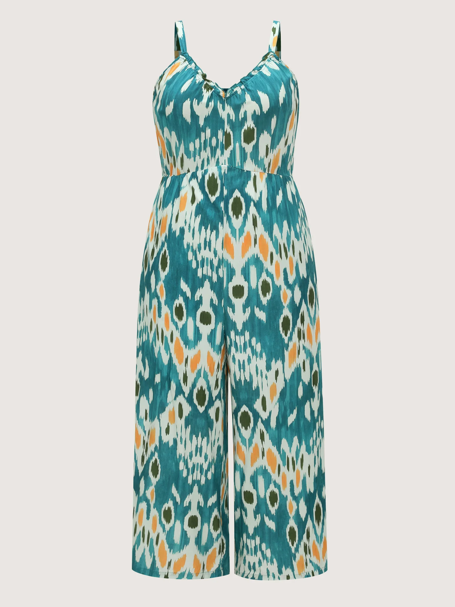 Abstract Print Spaghetti Strap Wide Leg Jumpsuit - Image 7