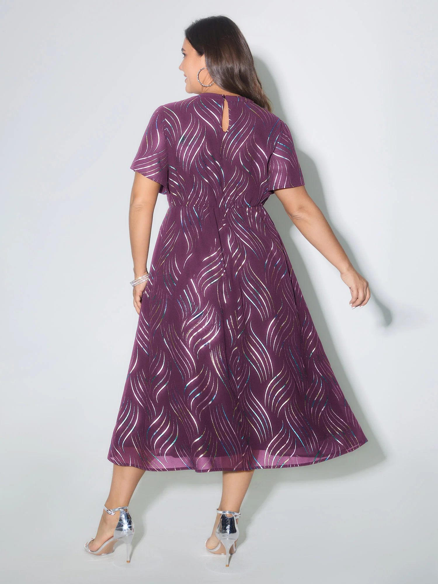 Abstract Print Twisted Neckline Midi Dress - Image 15