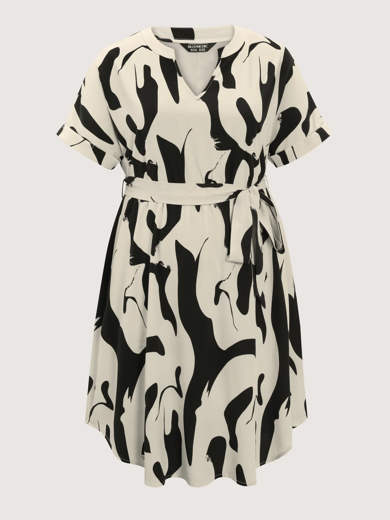 Abstract Print Waist-Tie Midi Dress - Image 7