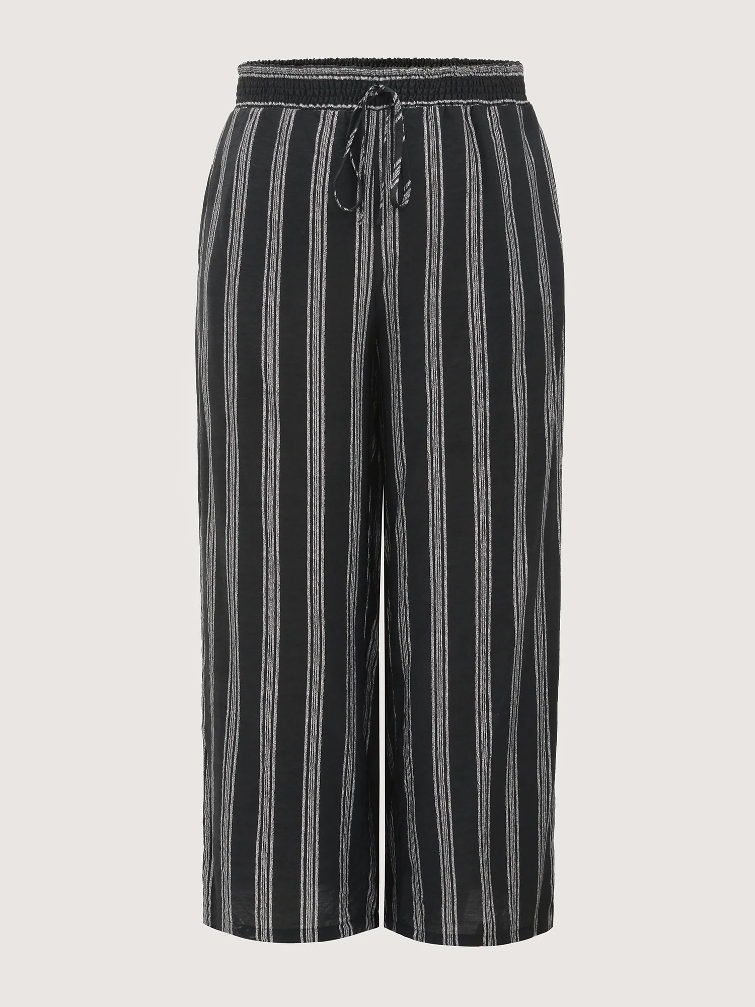 Abstract Striped Drawstring Shirred Waist Pants - Image 8