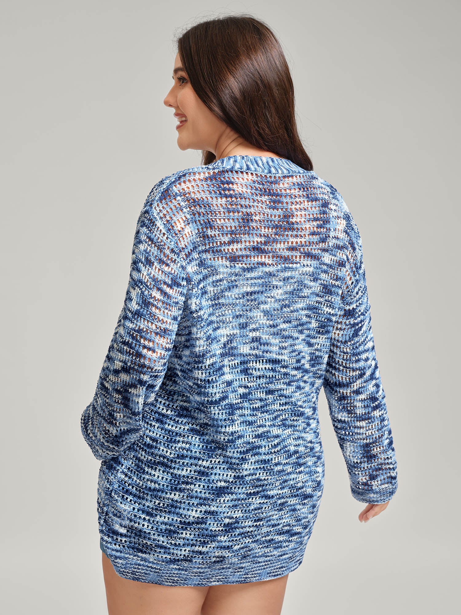 Abstract Textured Cut-Out Knit Cardigan - Image 4