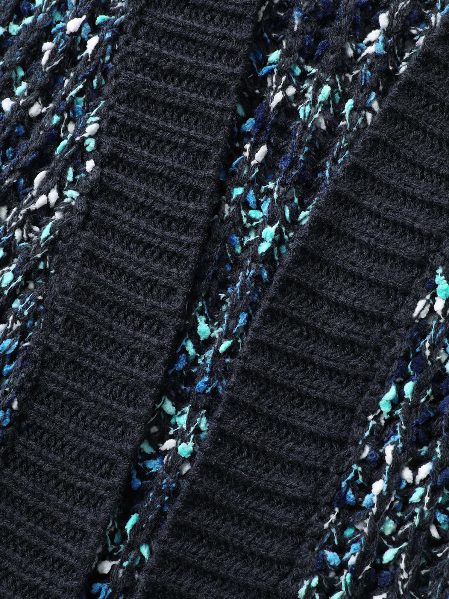 Abstract Textured Cuvy Hem Knit Cardigan - Image 6