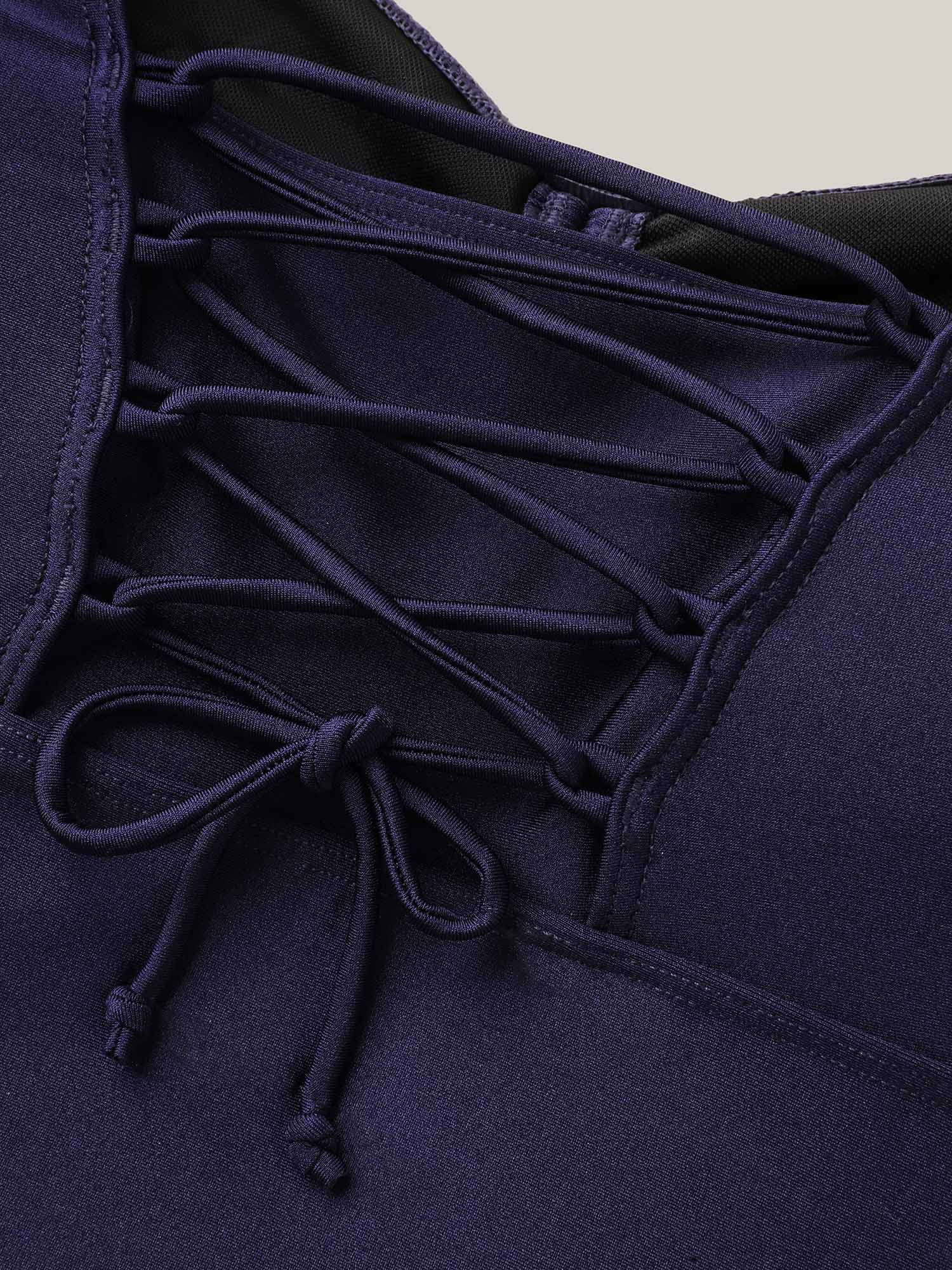 Adjustable Back-Tie Cinched One-Piece Swimsuit - Image 7