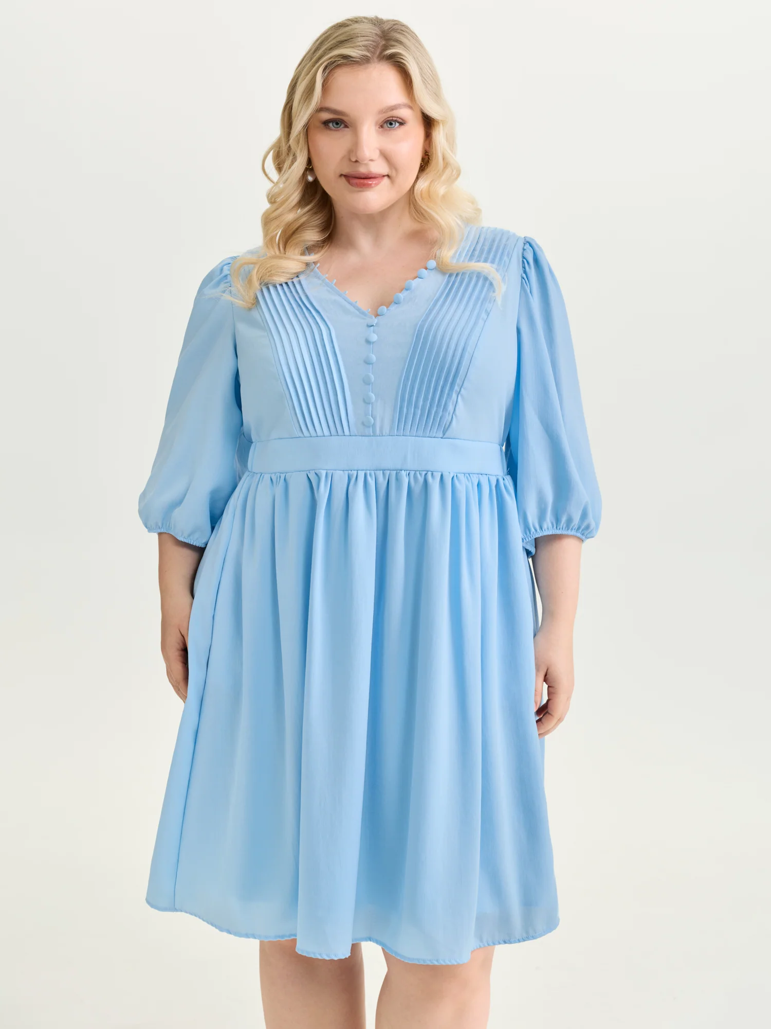 Adjustable Bodice Toothpick Pleat Mini Dress - Image 2