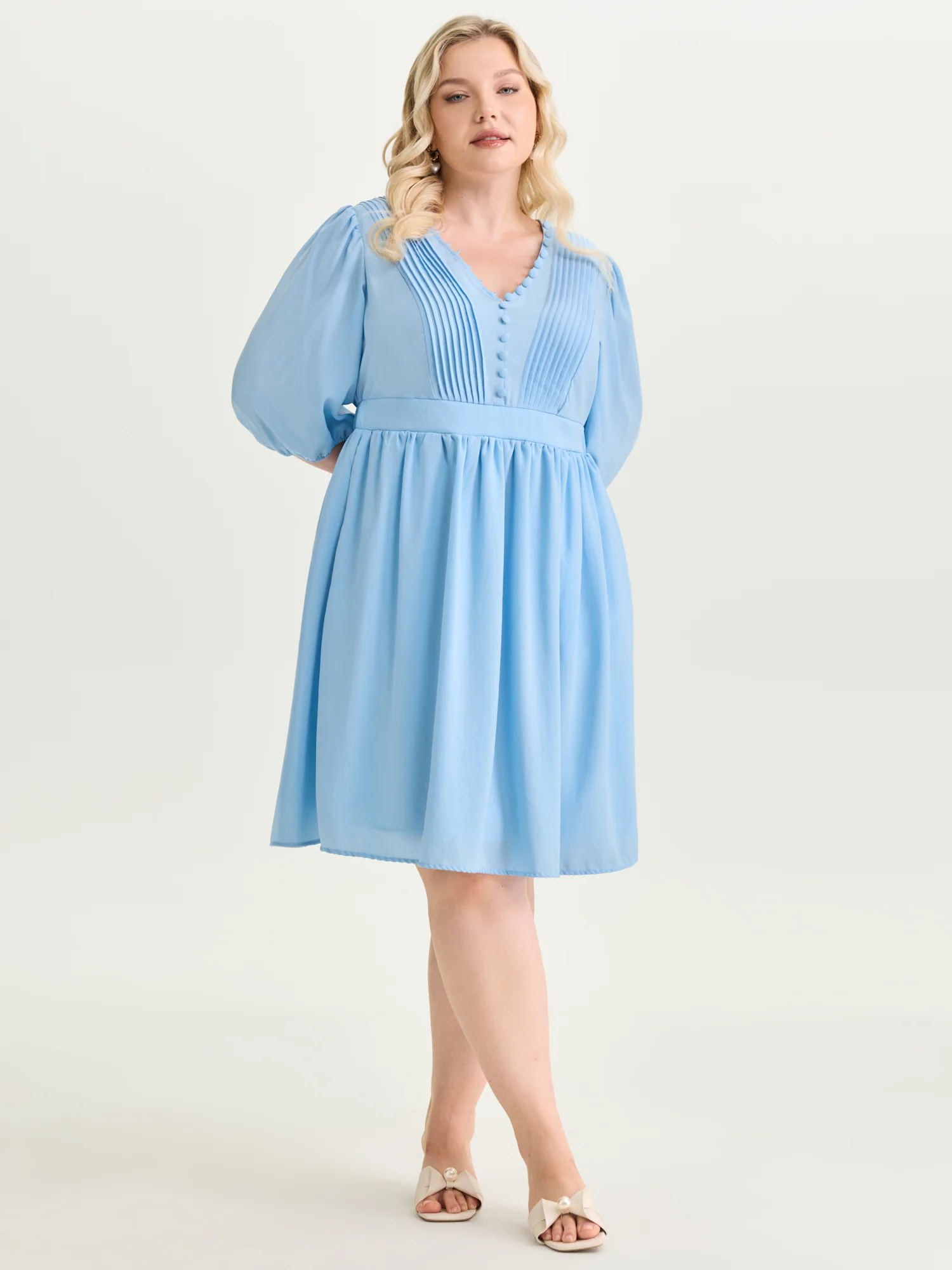 Adjustable Bodice Toothpick Pleat Mini Dress - Image 3