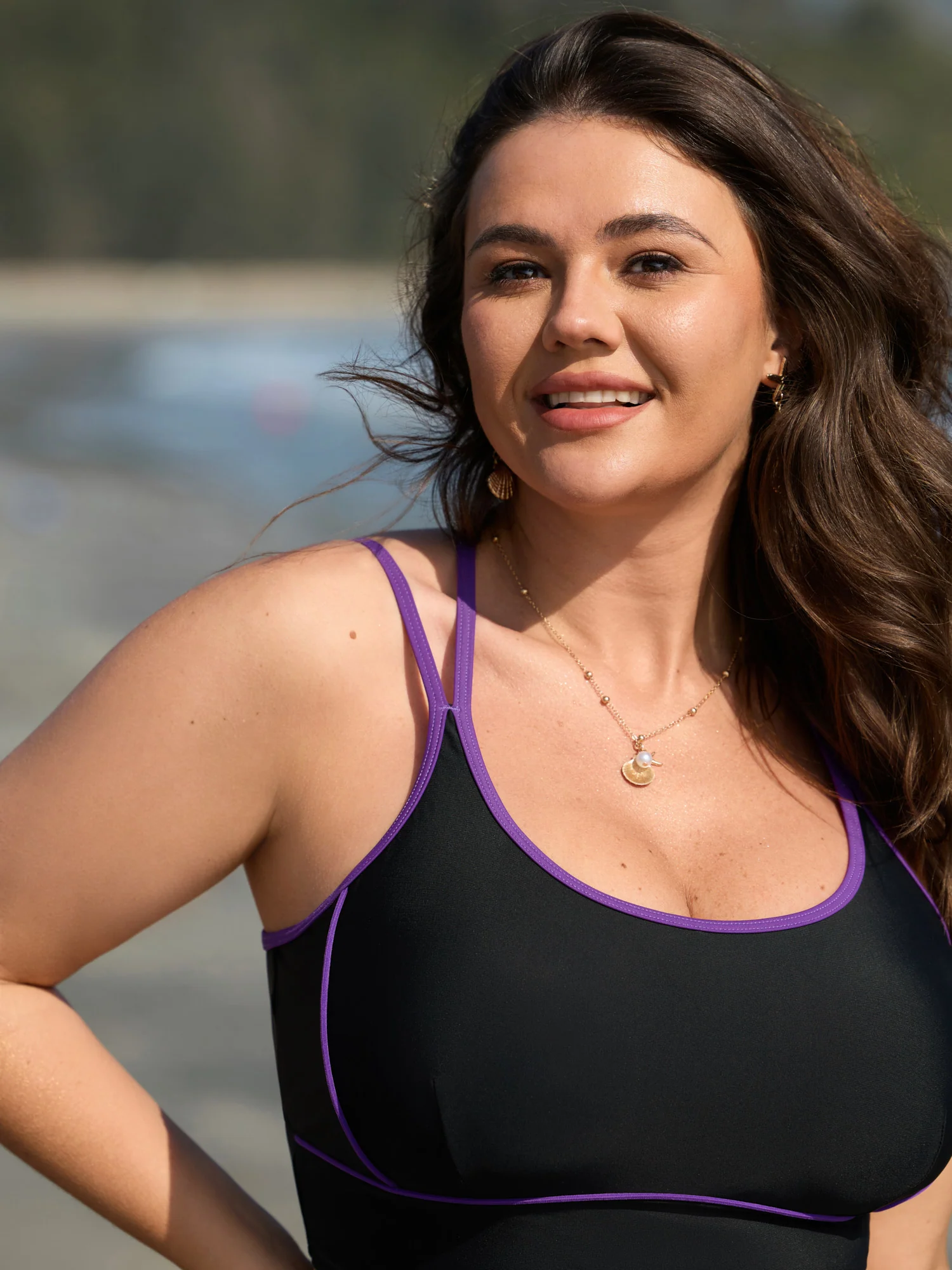 Adjustable Color Contrast Straps Swim Top - Image 2