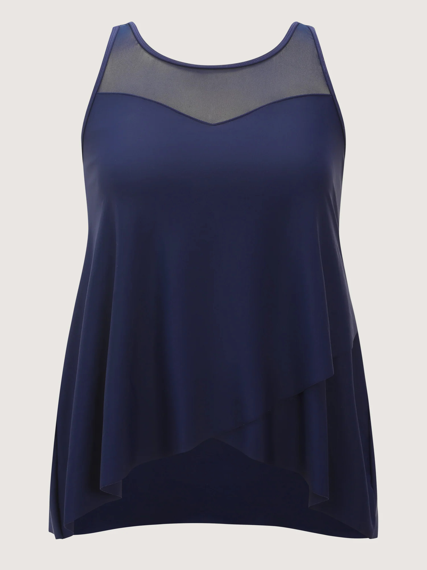 Adjustable Curvy Hem Spliced Swim Top - Image 5