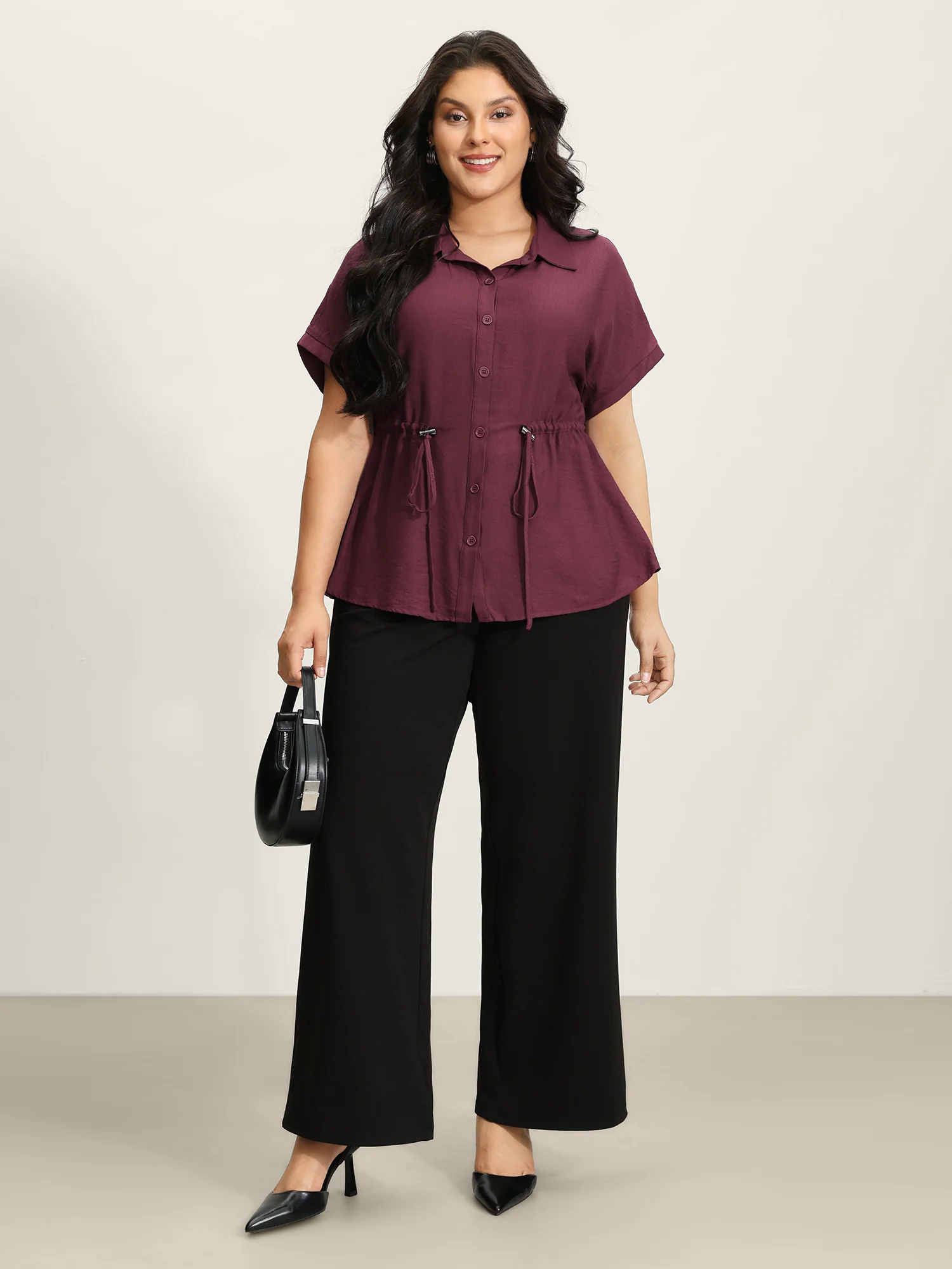 Adjustable Drawstring Button-Down Shirt - Image 3